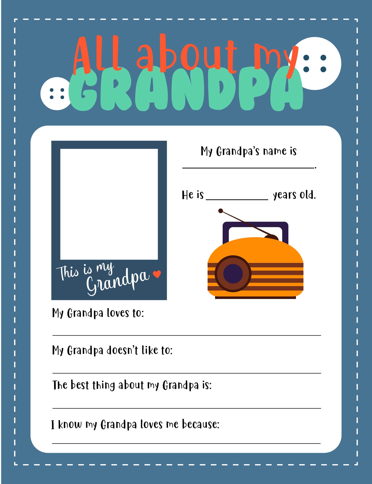 All About My Grandpa Printable