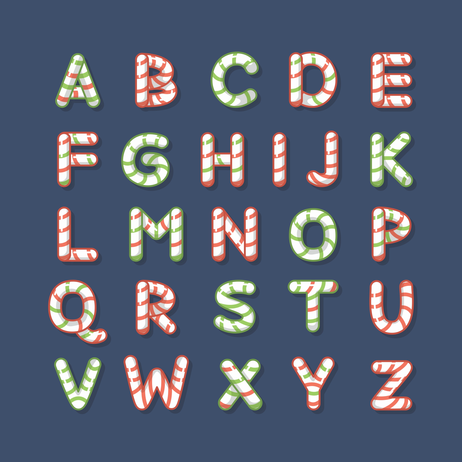 Christmas Bubble Letters Alphabet