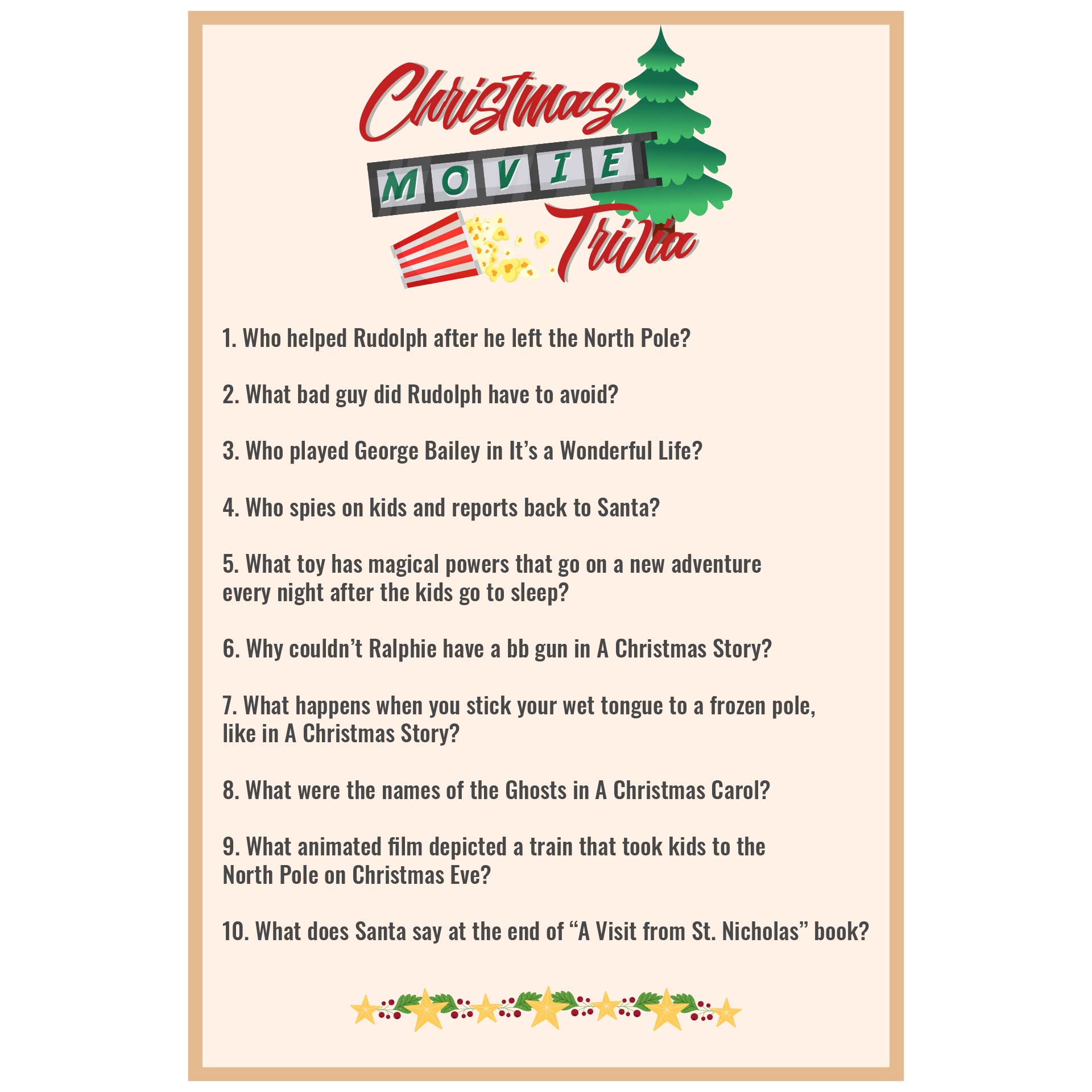 Printable Christmas Trivia Questions Answers