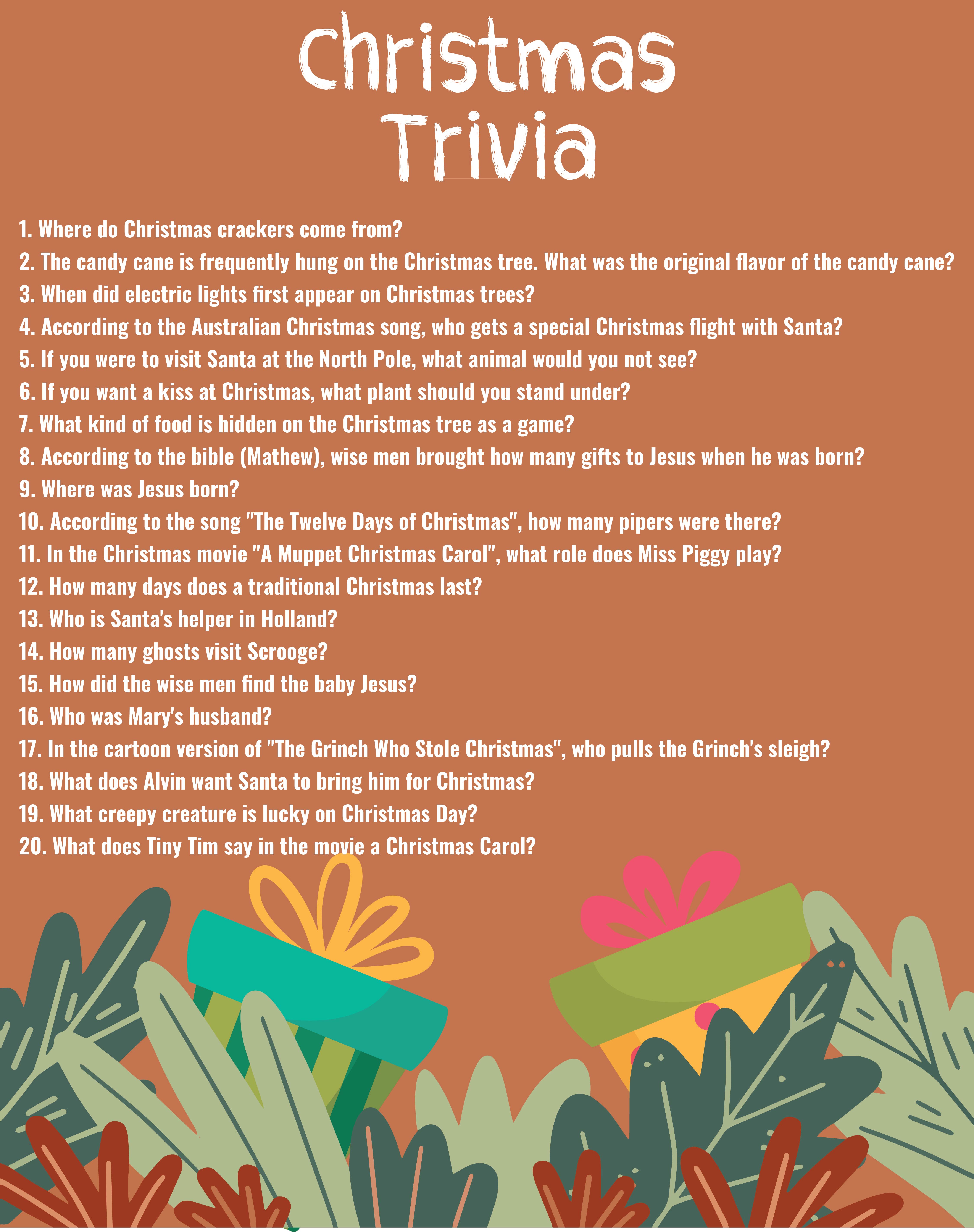 Christmas Trivia Questions And Answers Printable