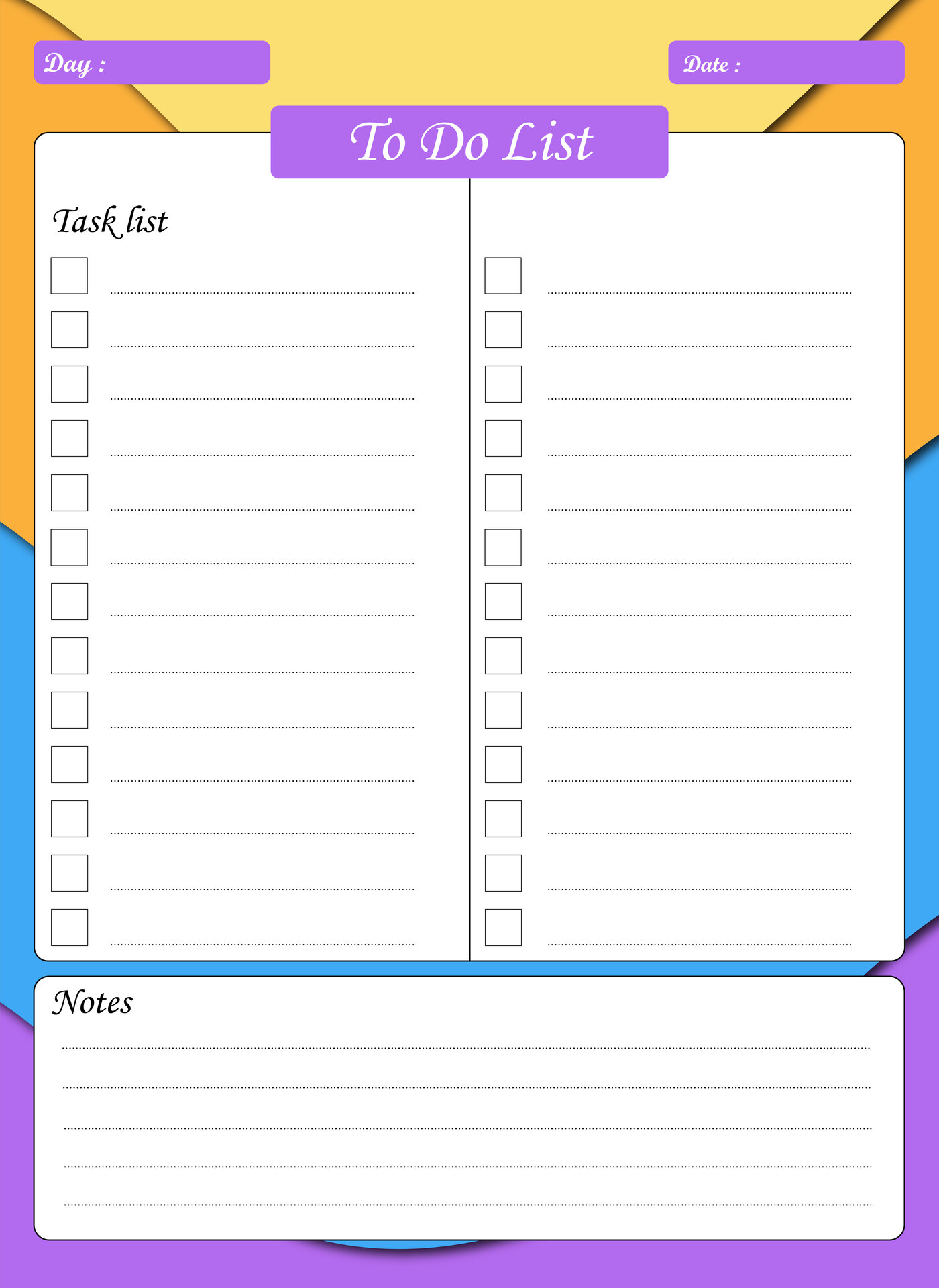 Simple to do list printable - missple