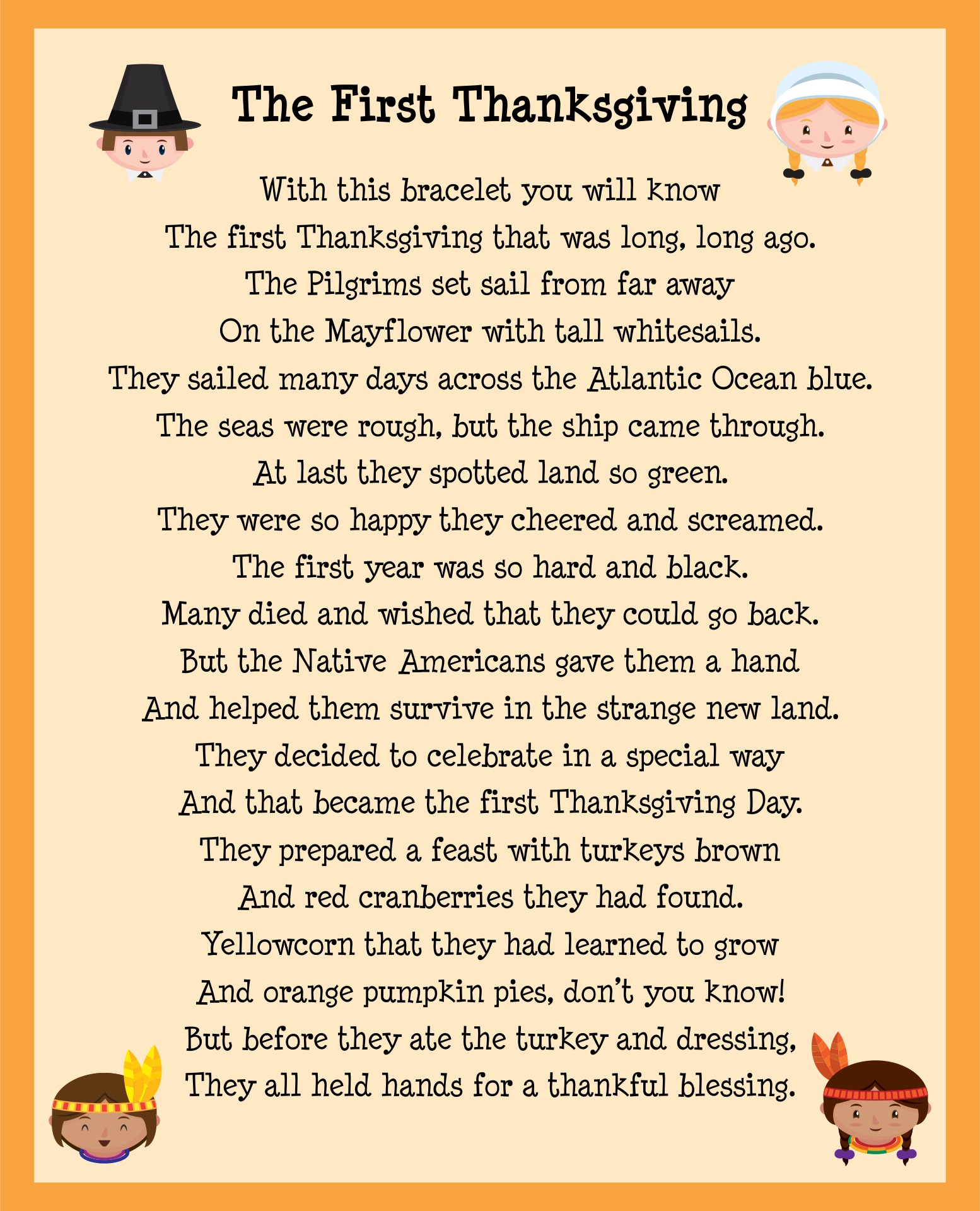 Thanksgiving Story Printable