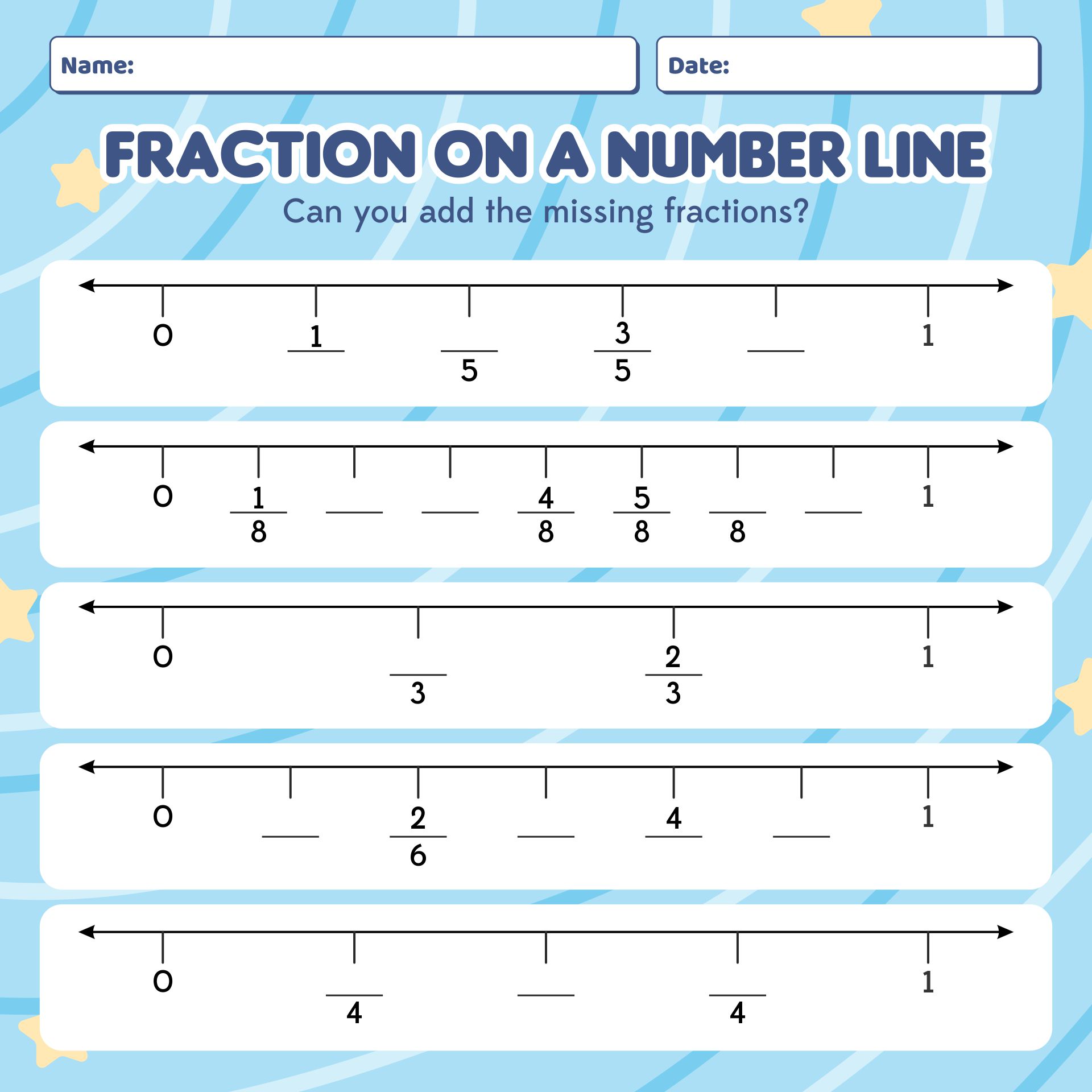 Fraction Number Line Games