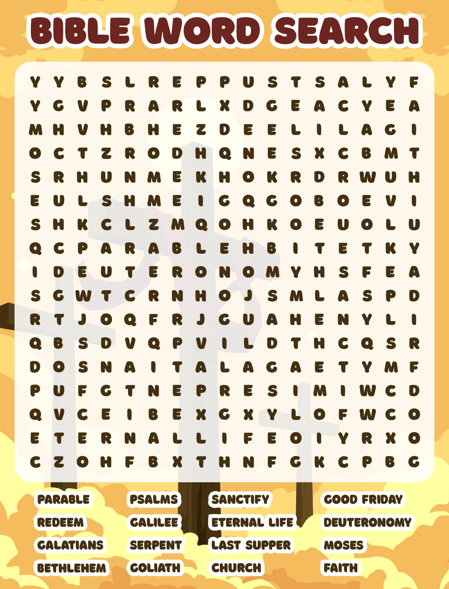 Biblical Word Search Printable