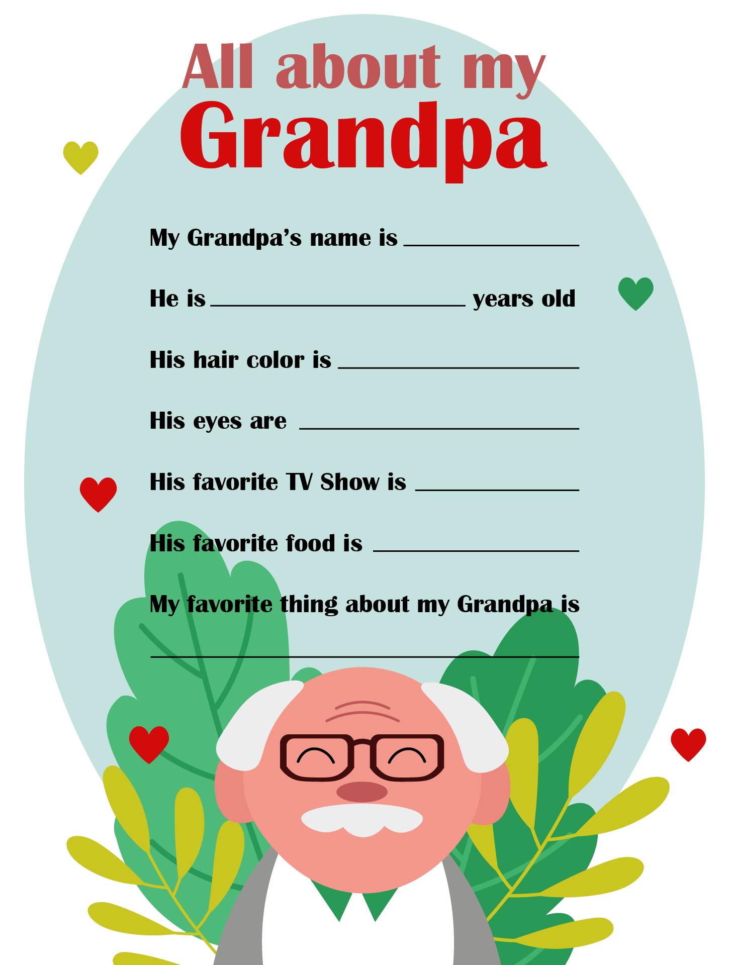 Fathers Day Printable All About My Grandpa