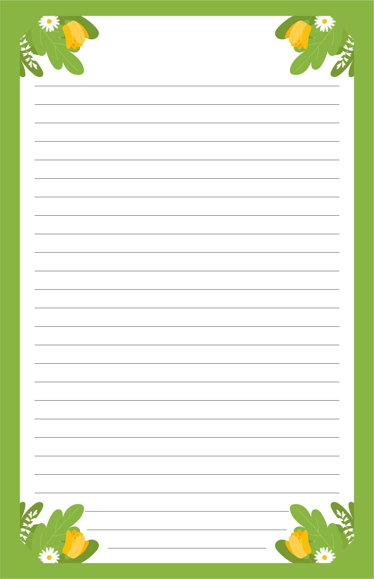 Printable Lined Writing Paper Stationery