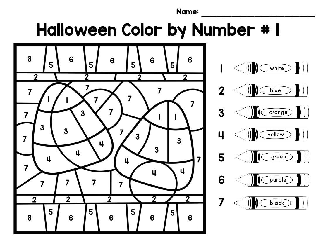 Halloween Color by Numbers Worksheets