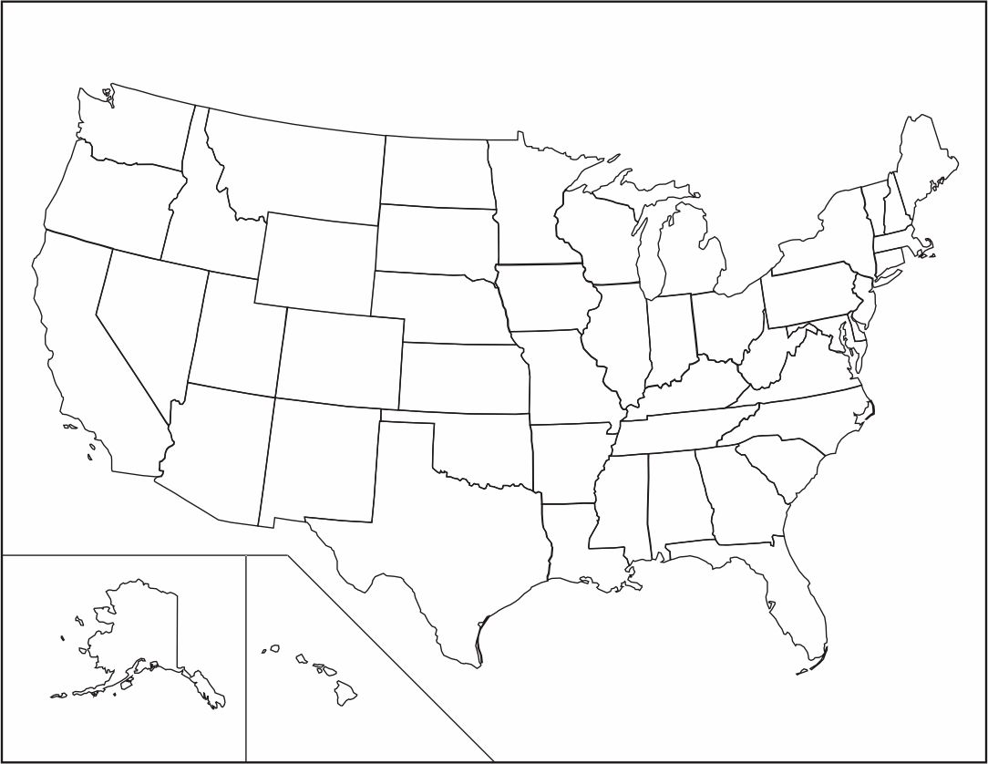 20 Best Printable Map Of United States - printablee.com With Blank Template Of The United States