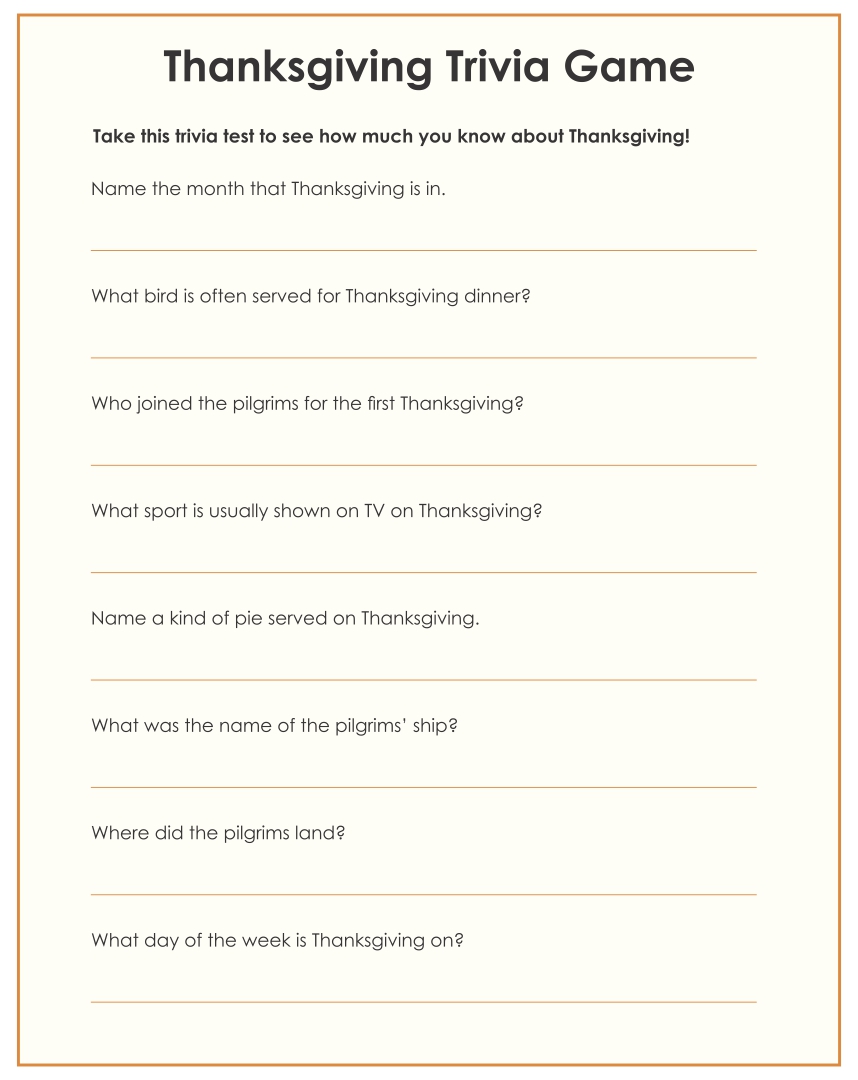 Printable Thanksgiving Trivia Game