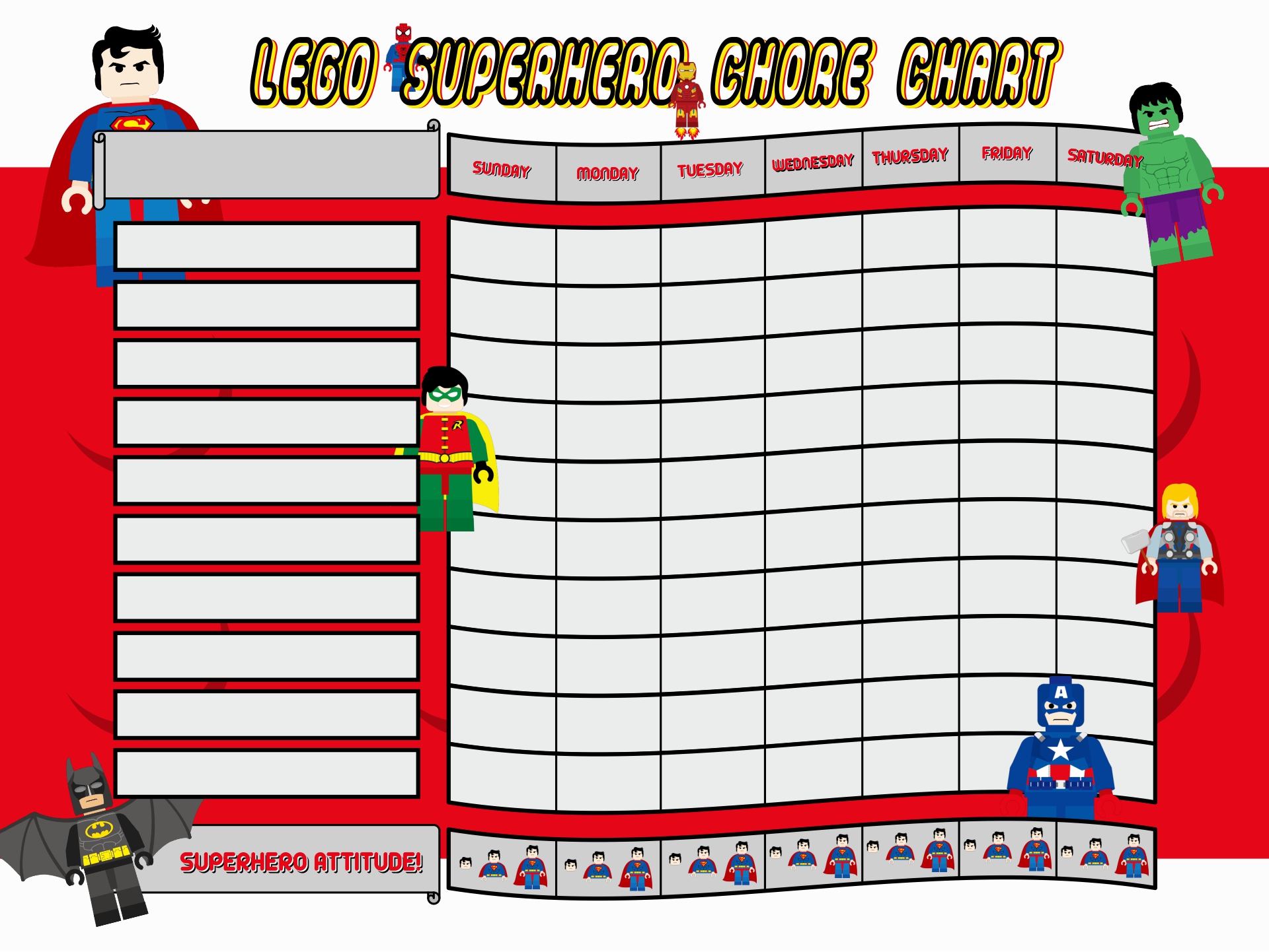 Super Hero Chore Charts Printable