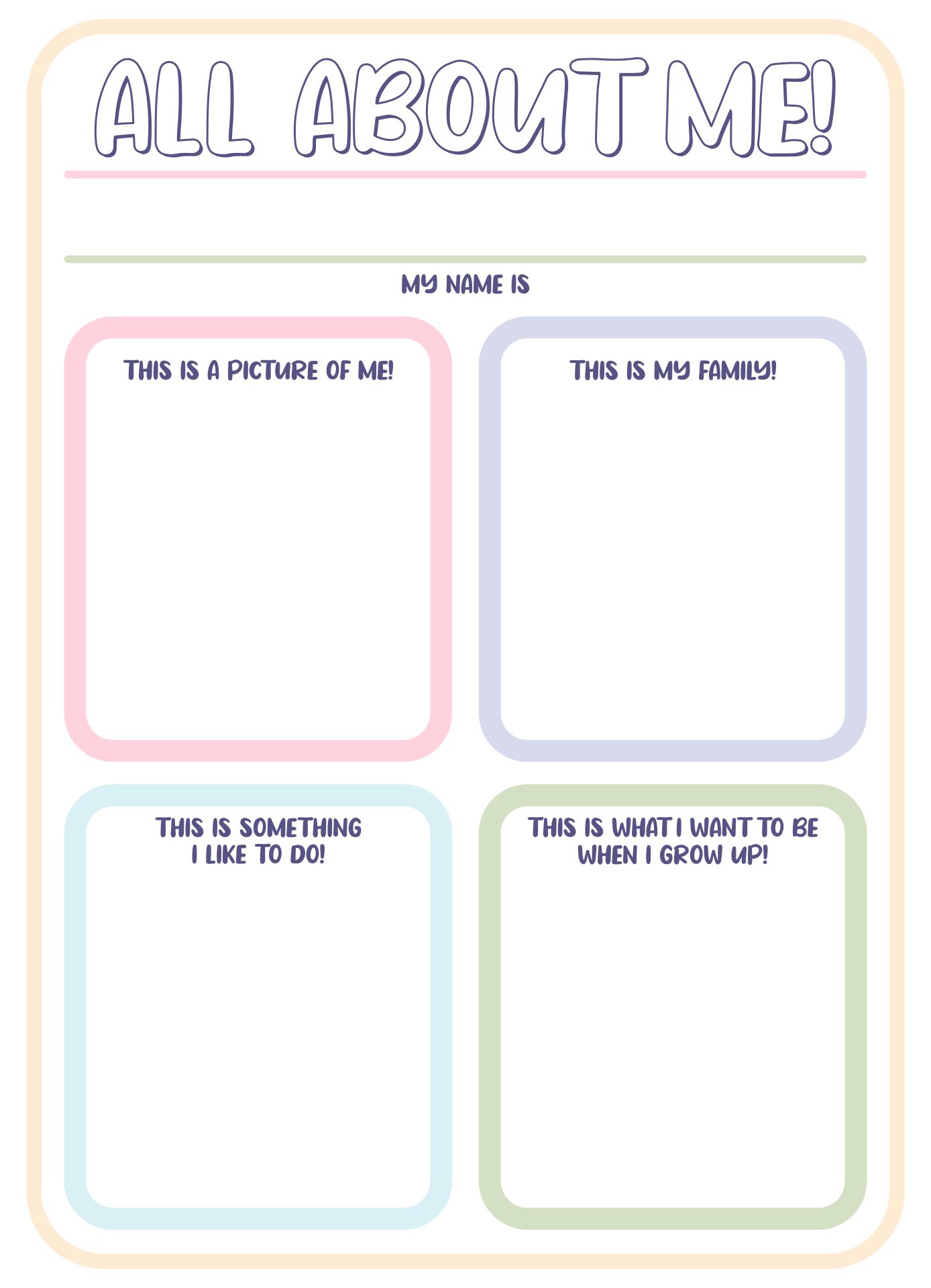 All About Me Preschool Worksheets Free