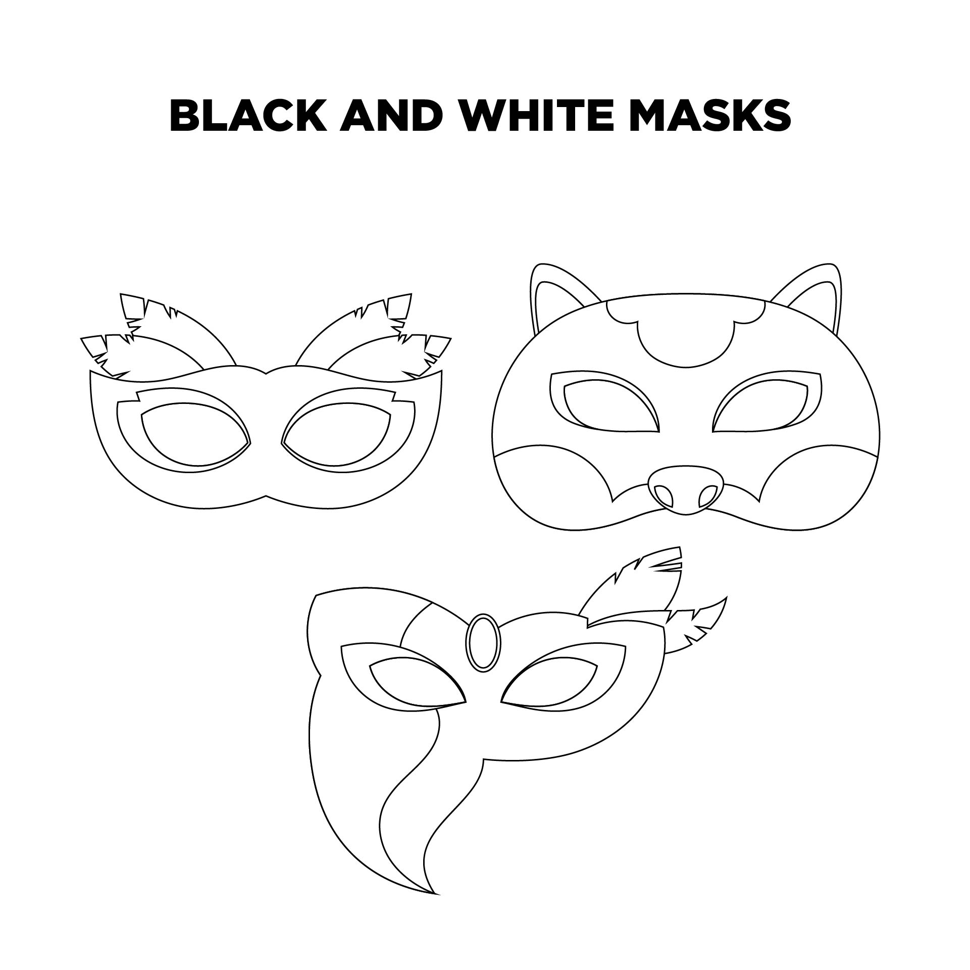 Black and White Printable Masks