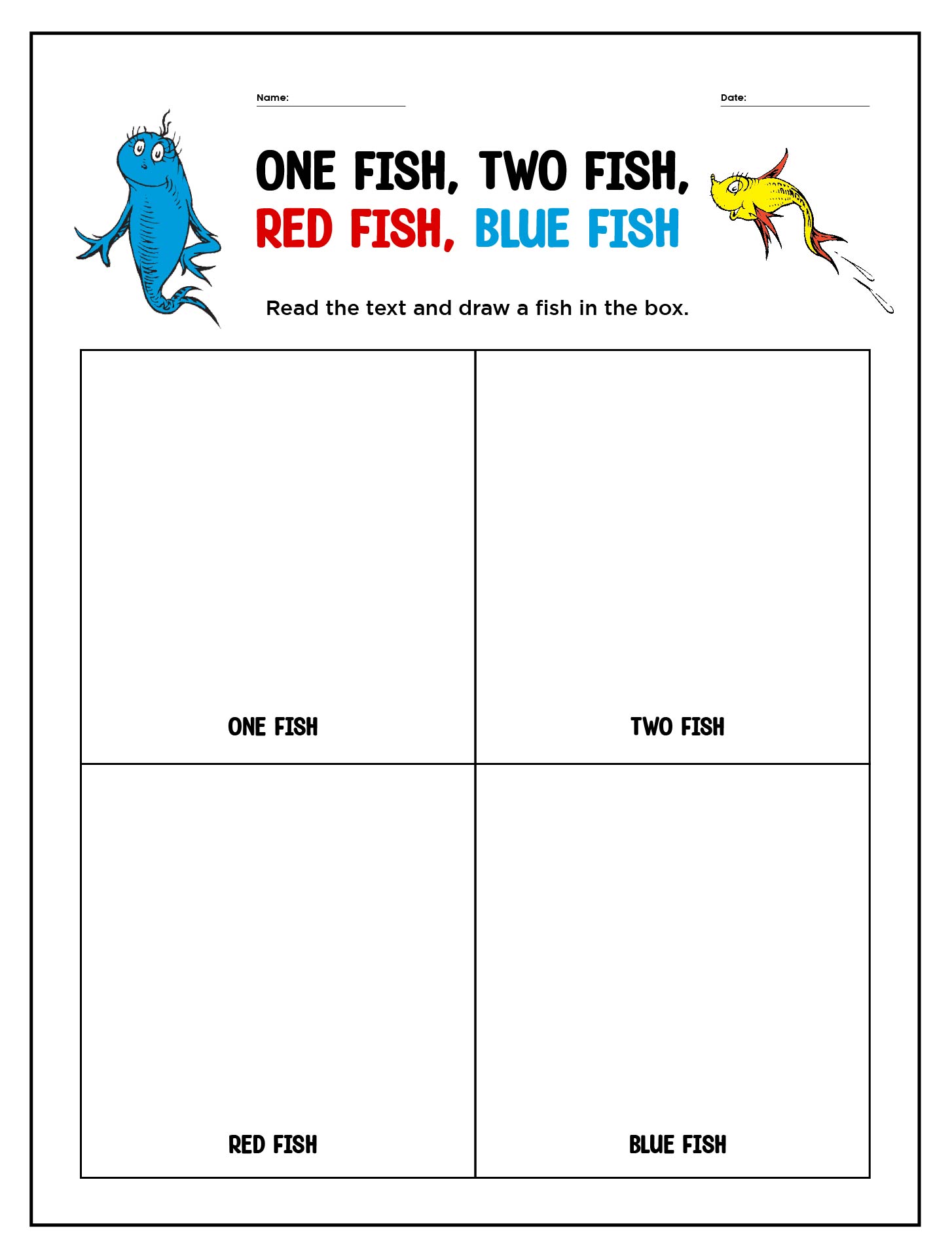 Dr. Seuss One Fish Two Fish Activities