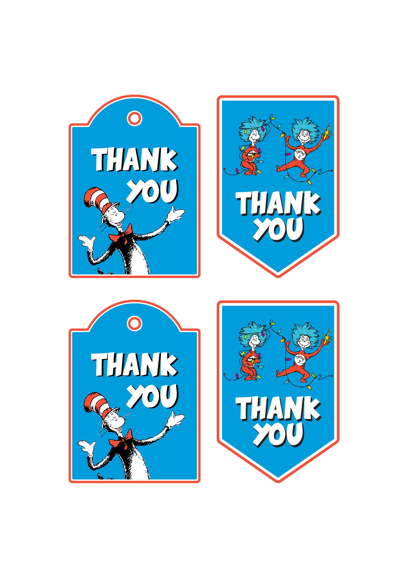 Dr. Seuss Thank You Tags Printable Free