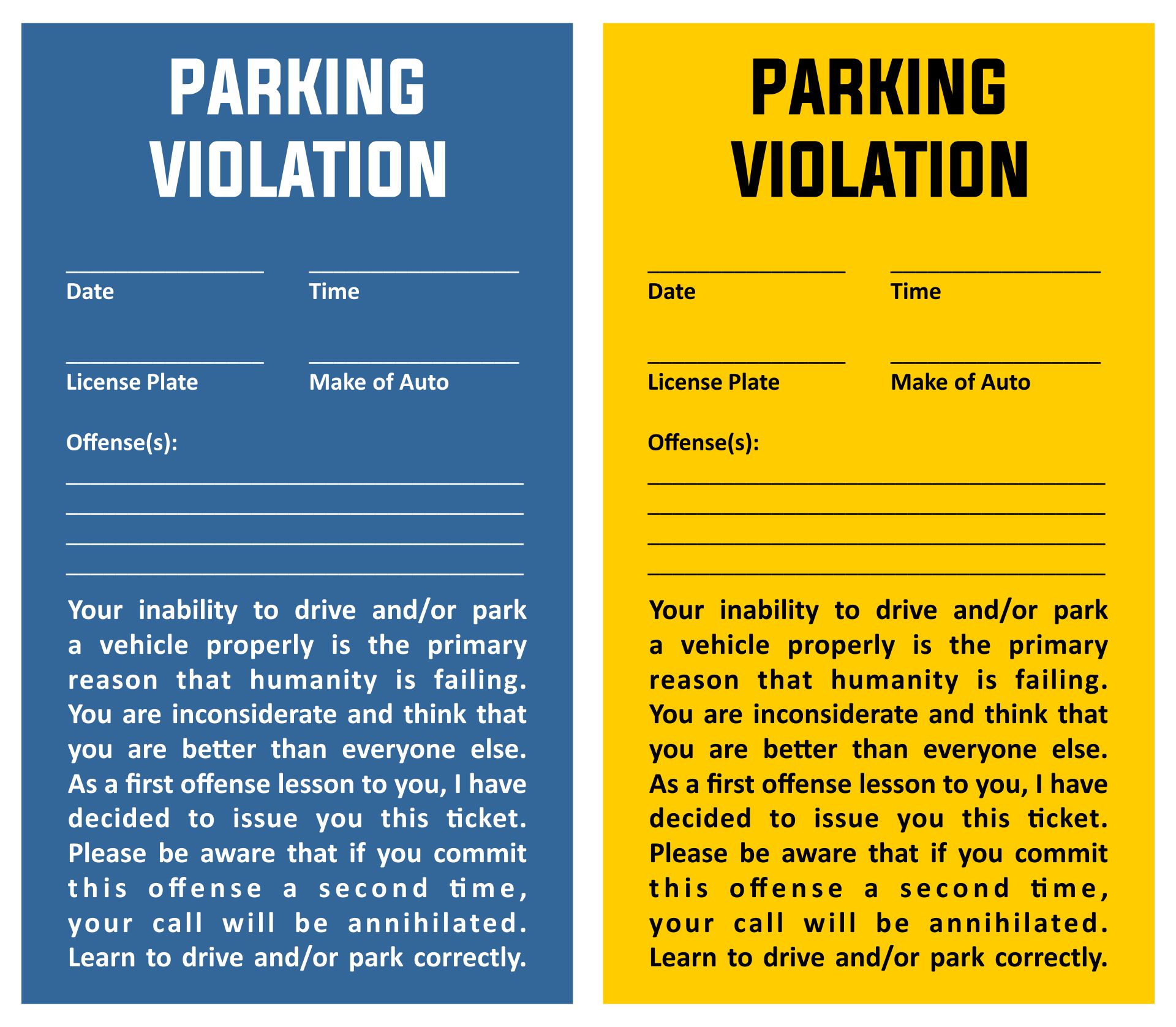 Traffic Ticket Template