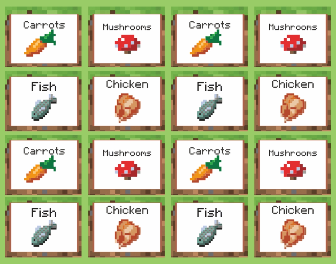 Free Minecraft Printables Food Labels