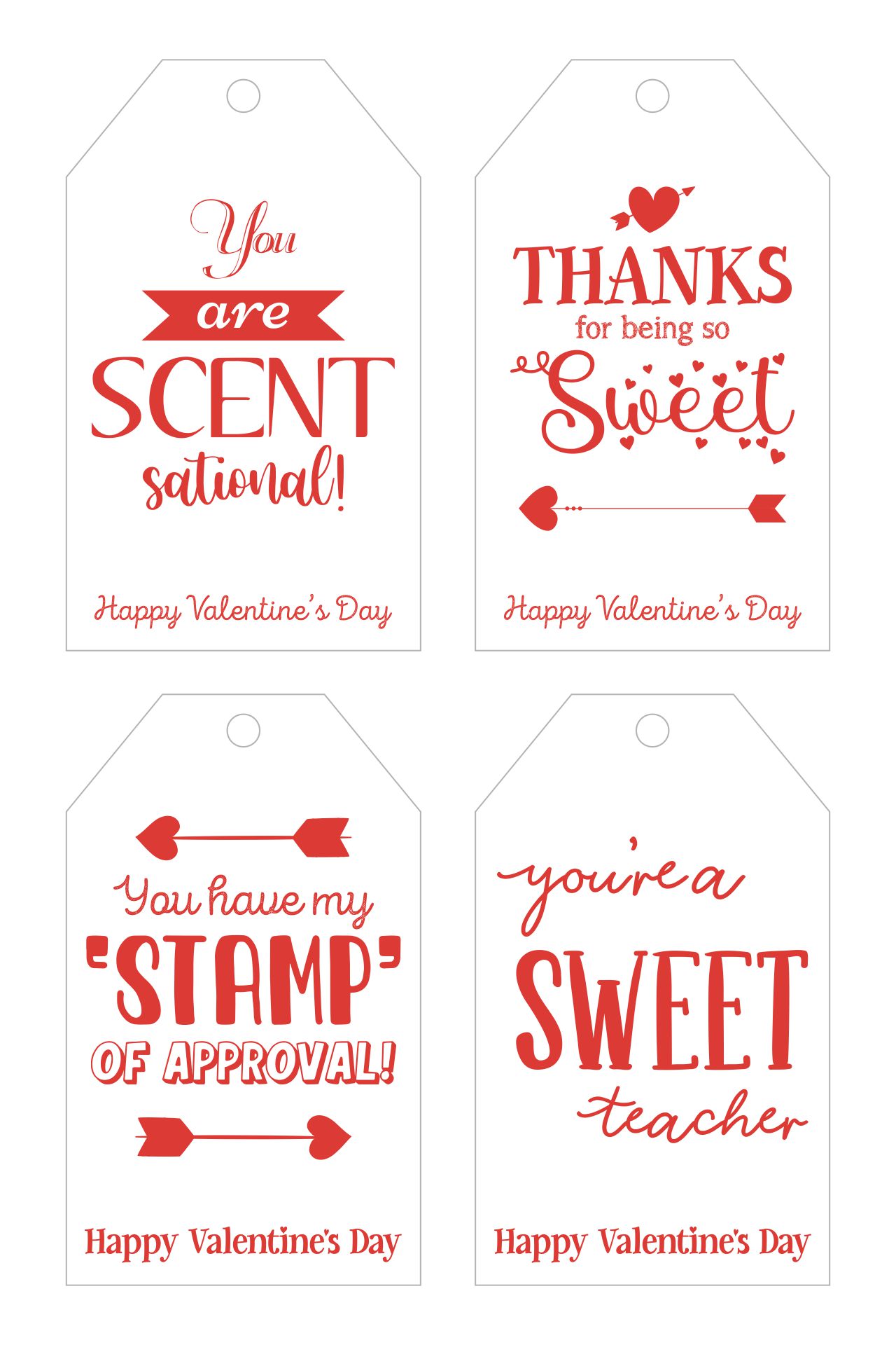 Printable Valentine Gift Tags for Teachers