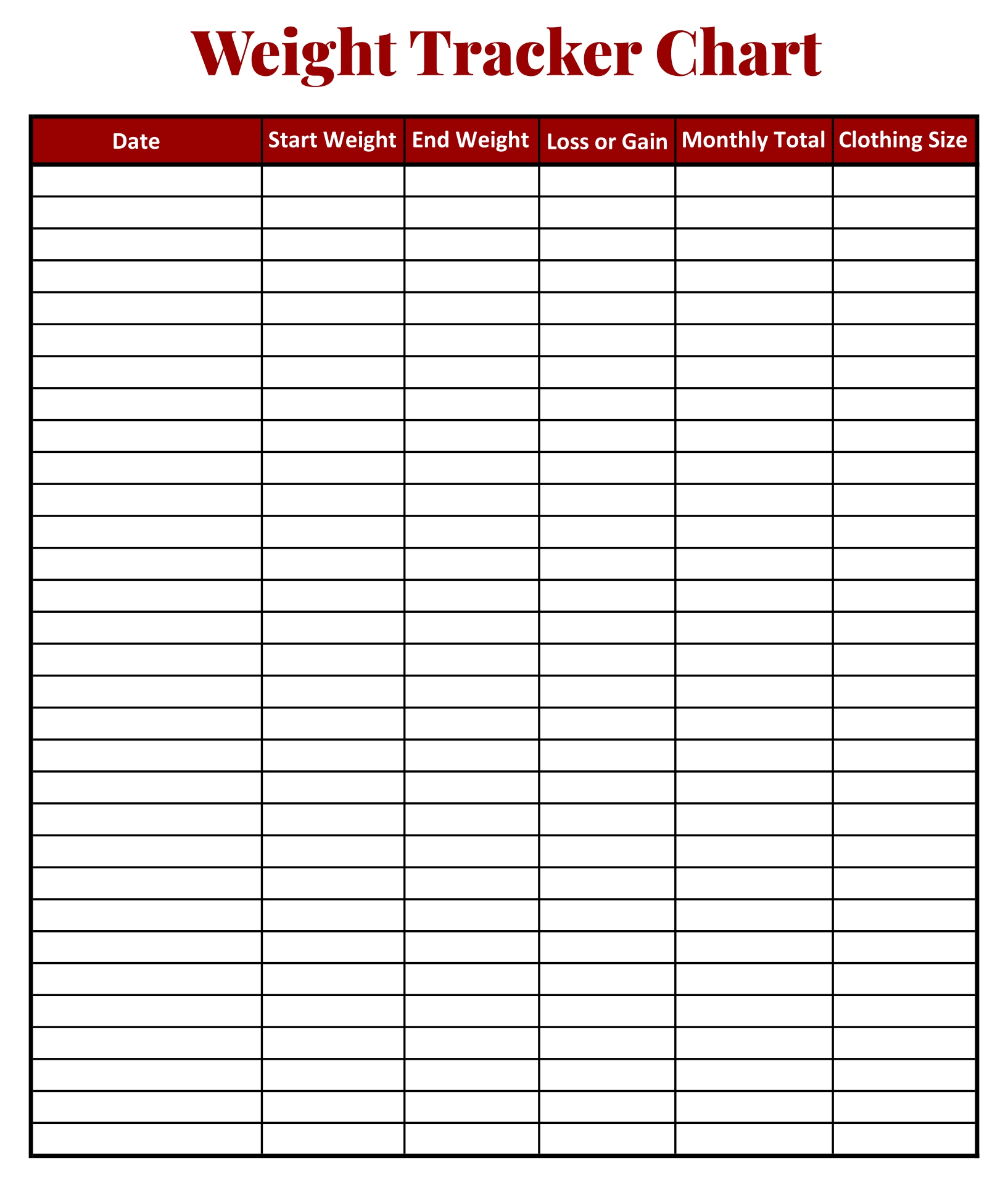 Weight Loss Tracker Printable Pdf - Printable World Holiday