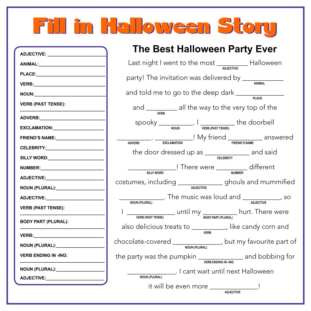 Halloween Fill in the Blank Stories