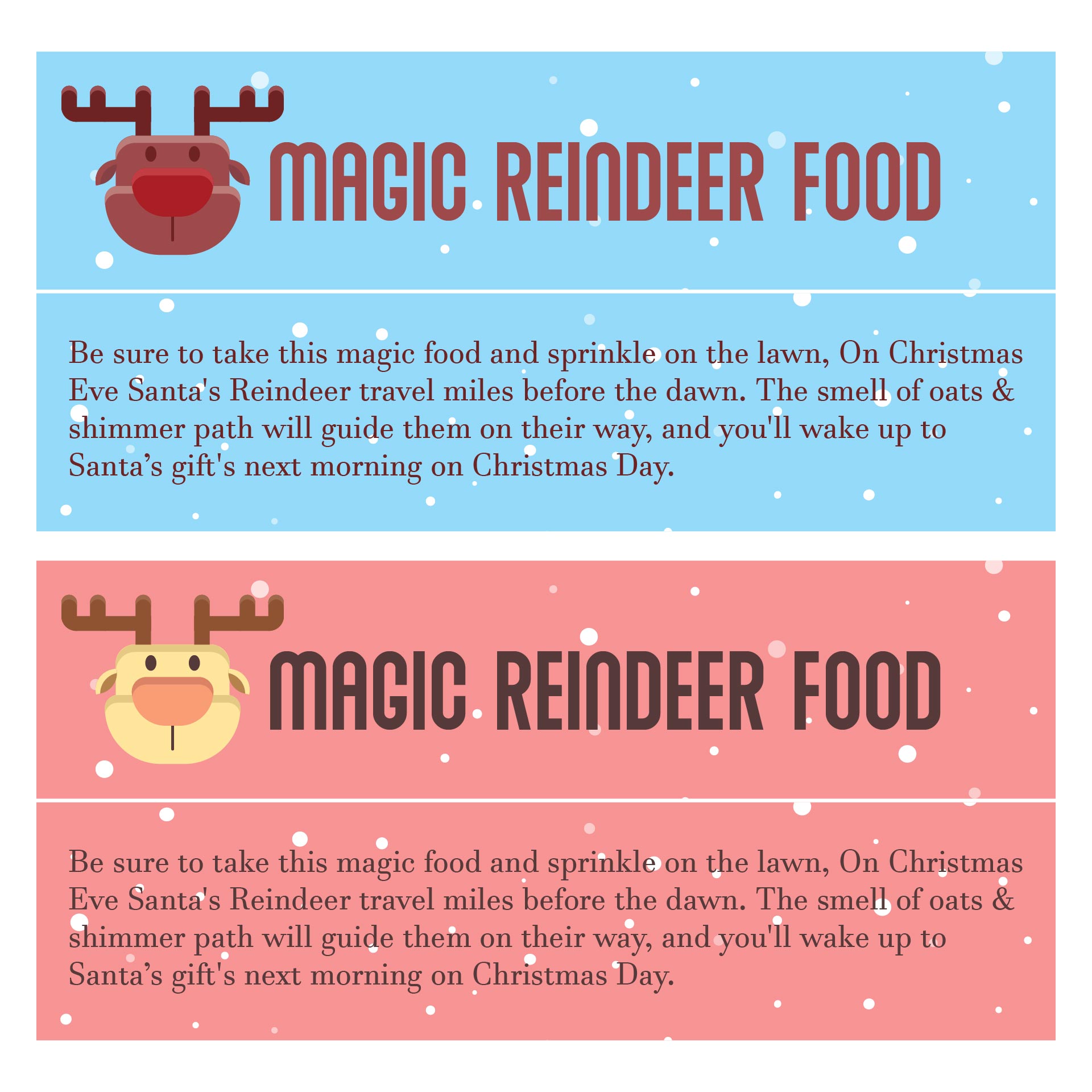 Magic Reindeer Food Bag Toppers