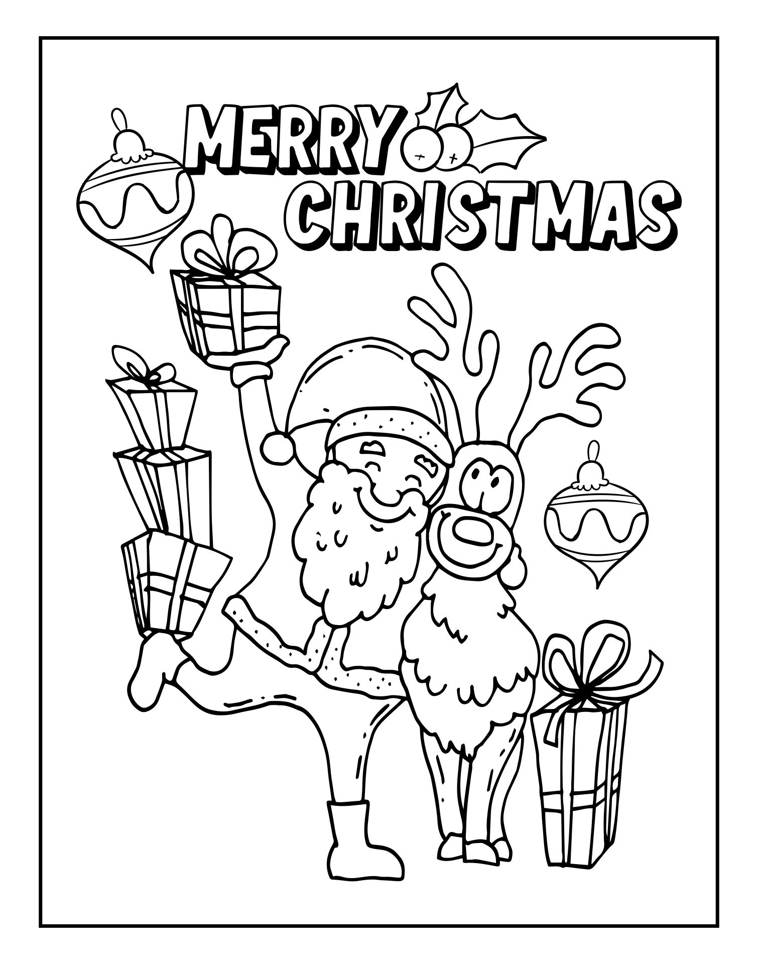 Merry Christmas Cards Coloring Pages