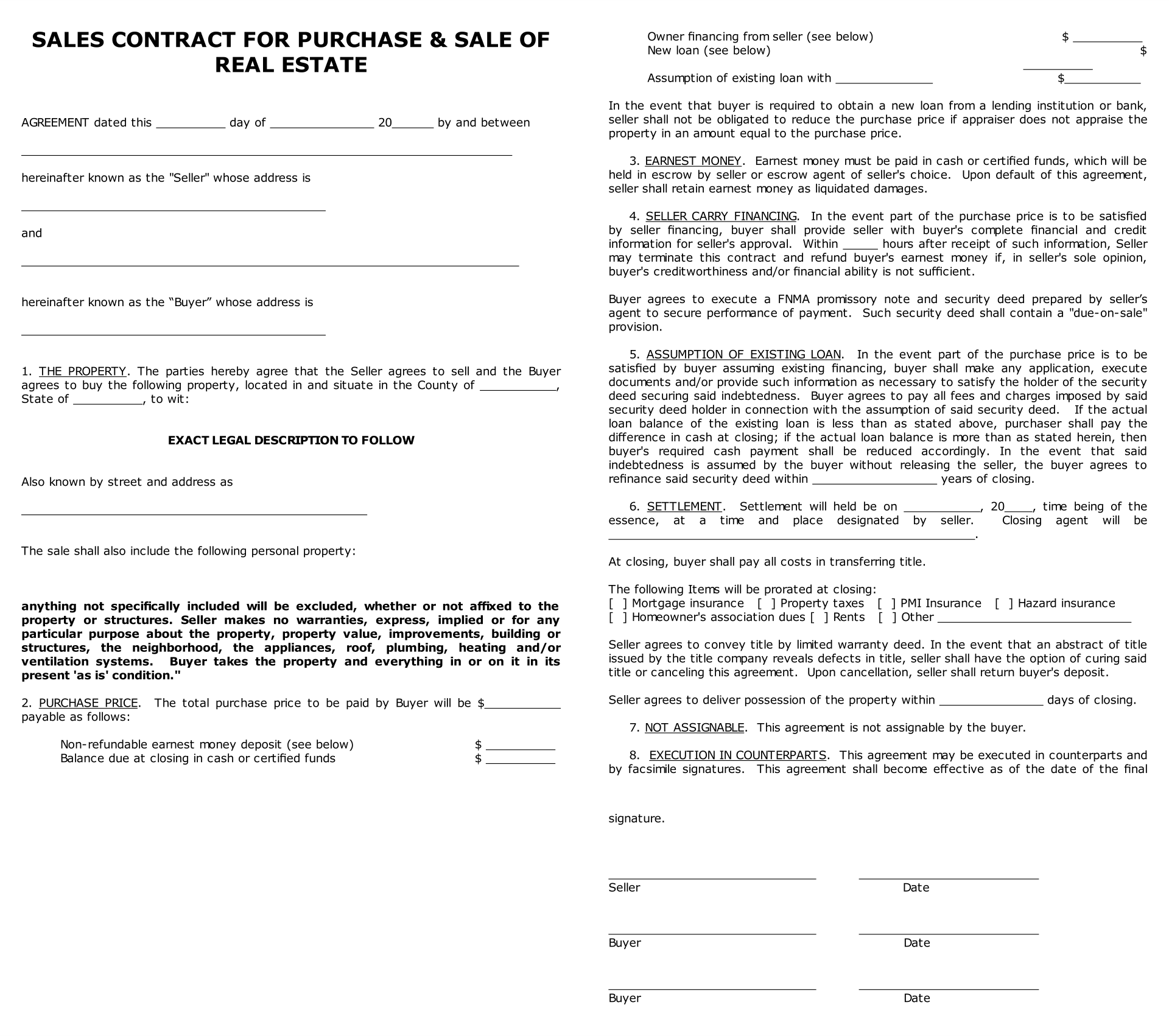 Printable Blank Contract Forms