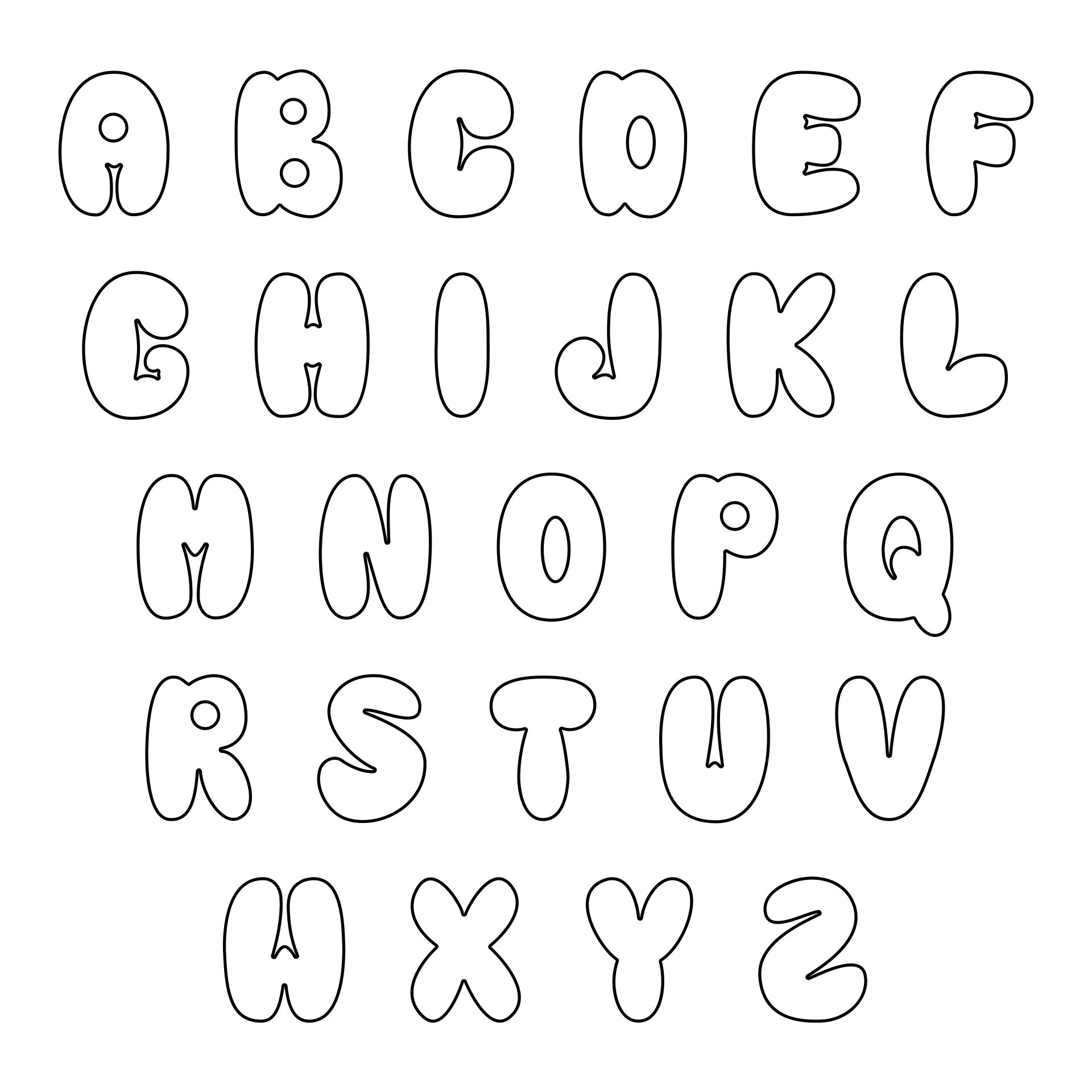 Printable Bubble Letters A-Z