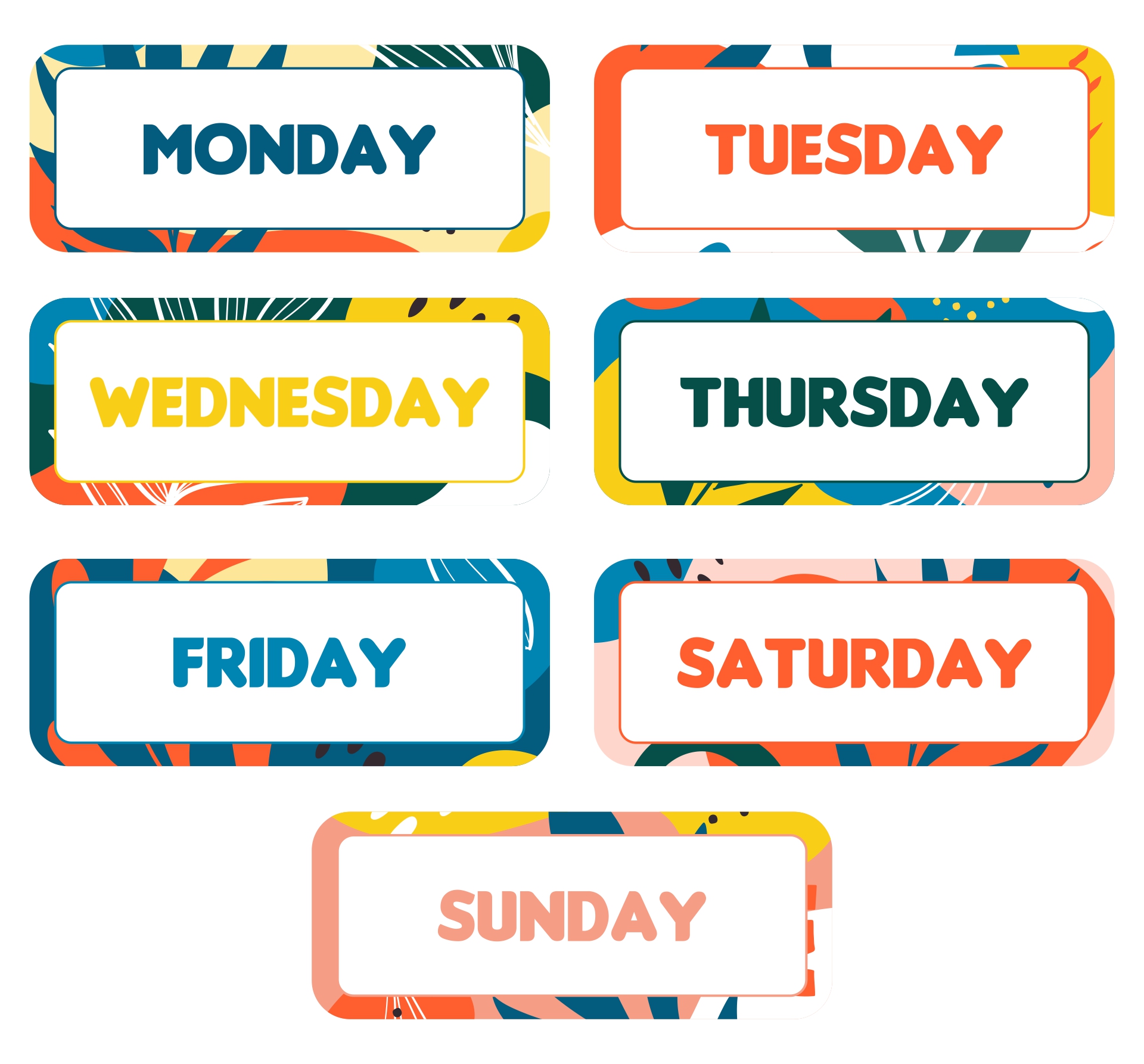 Printable Classroom Days of the Week