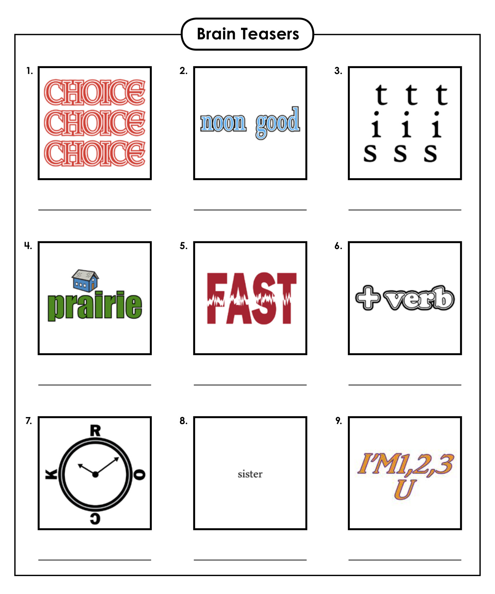 Printable Word Puzzles Brain Teasers