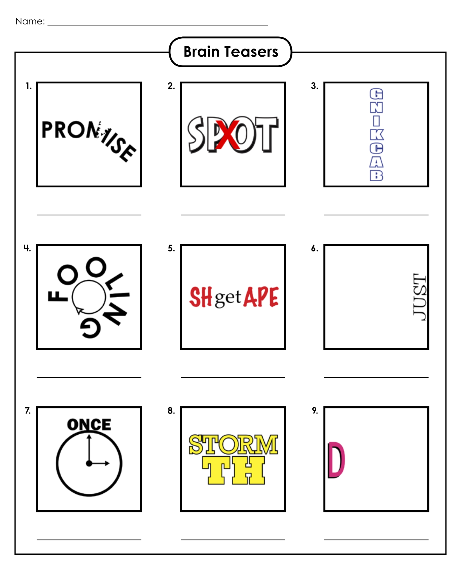 Tricky Rebus Puzzles With Answers Printable