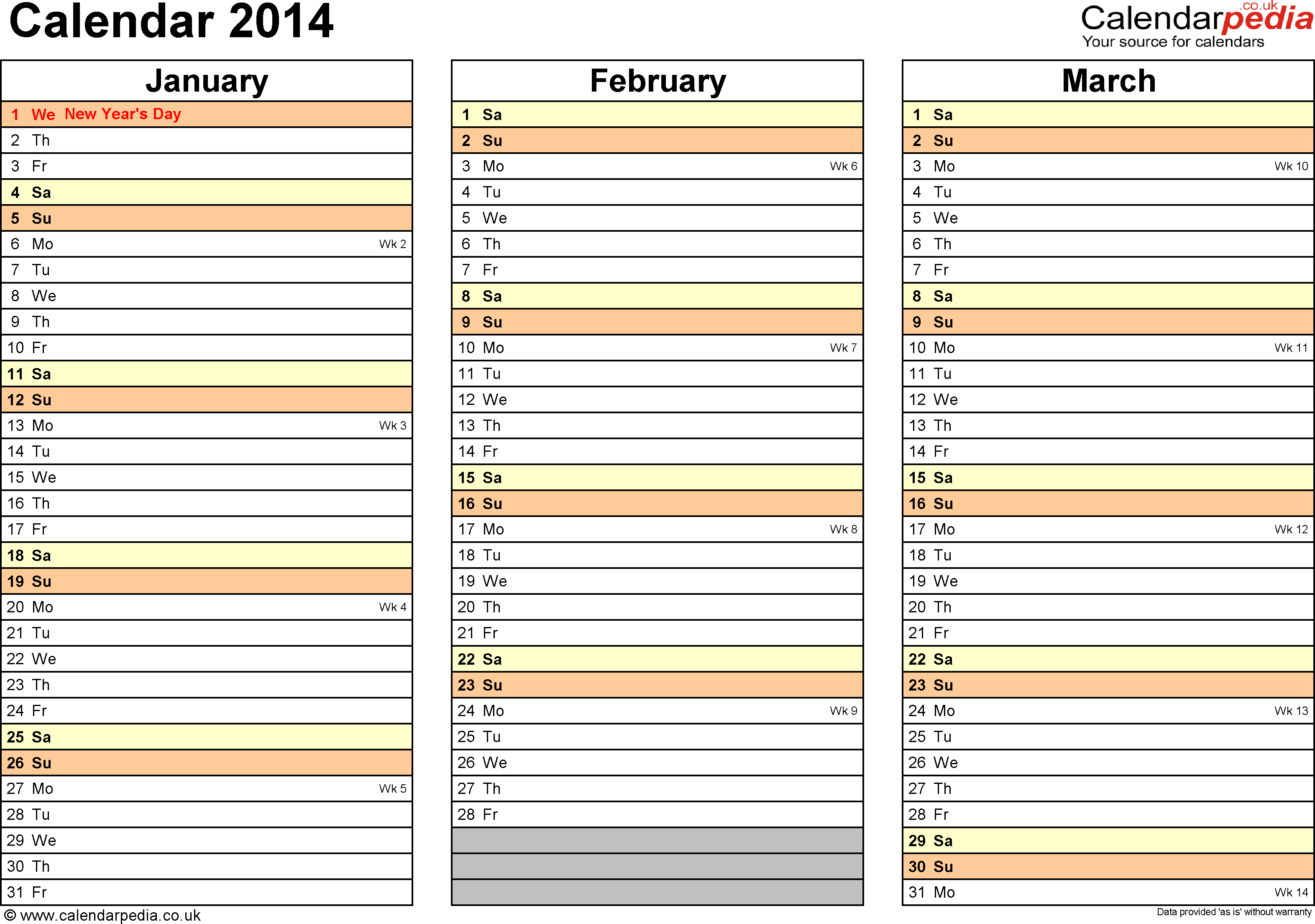 2014 Calendar Planner Template