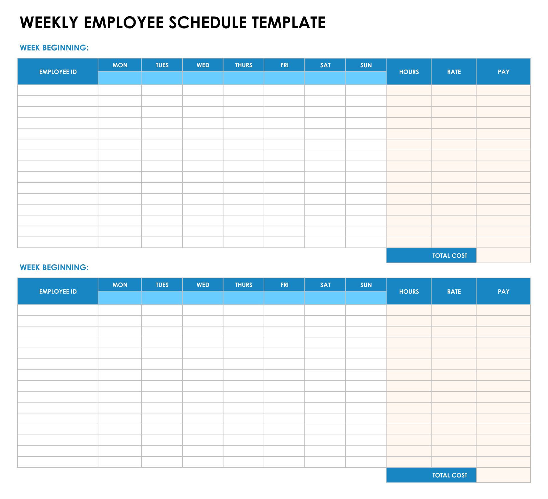 10 Best Blank Printable Timesheets PDF For Free At Printablee