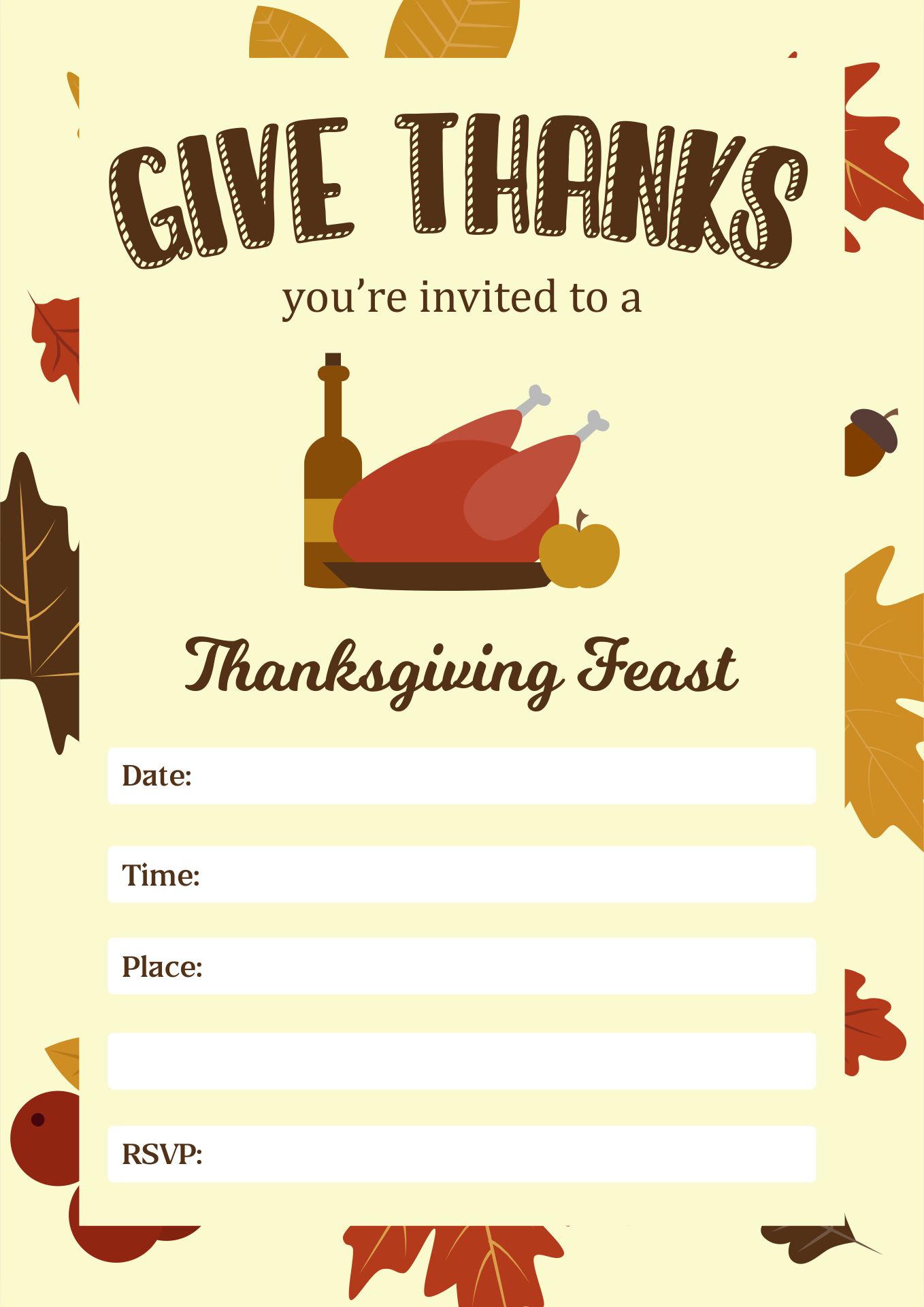 Blank Thanksgiving Invitations