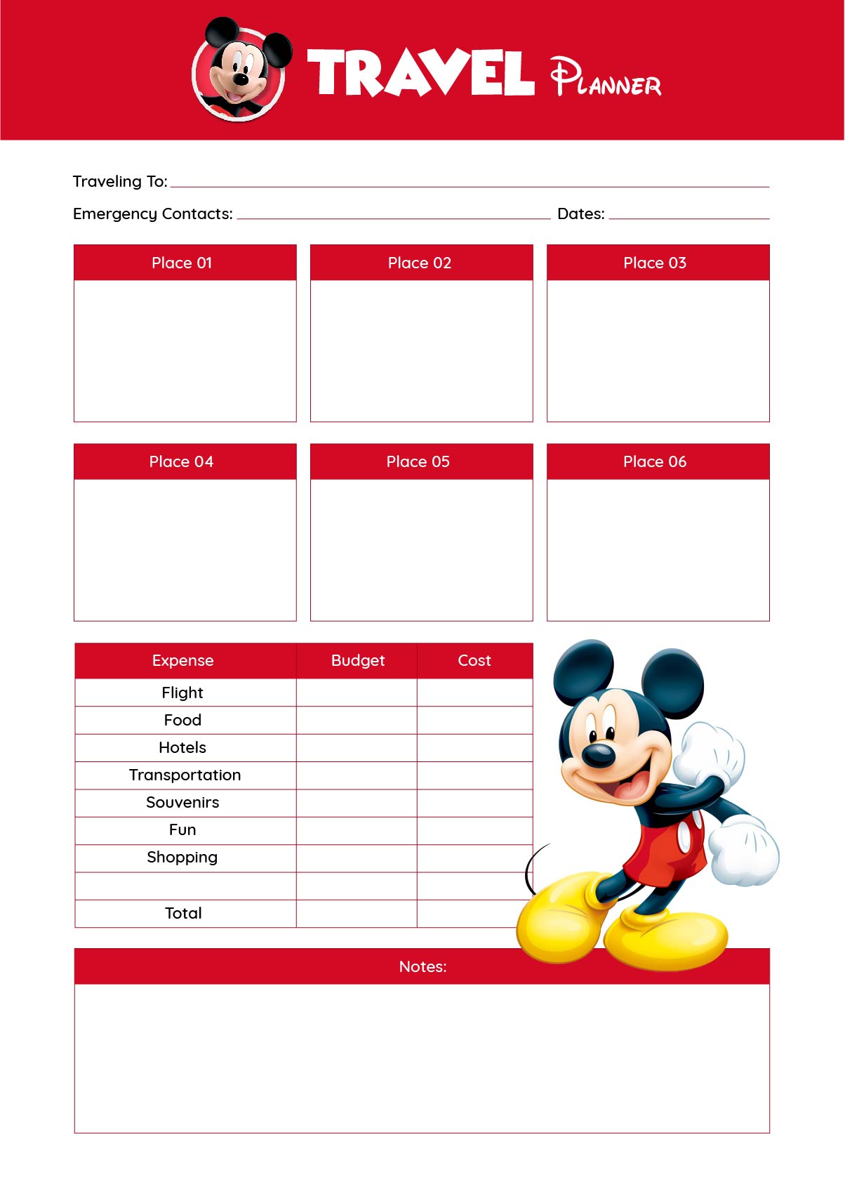 Disney World Trip Planning Printables