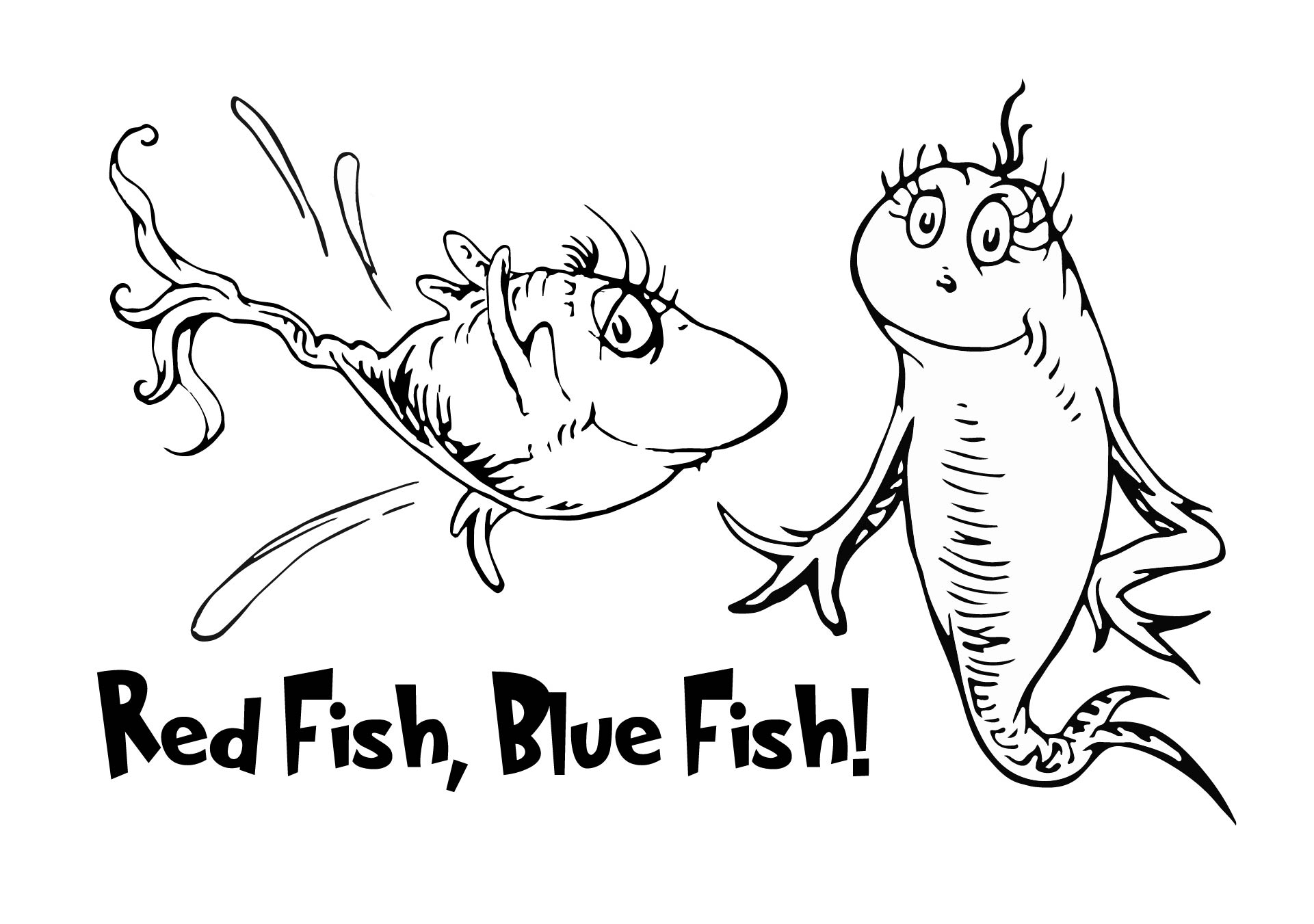 Dr. Seuss Red Fish Blue Fish Coloring Pages