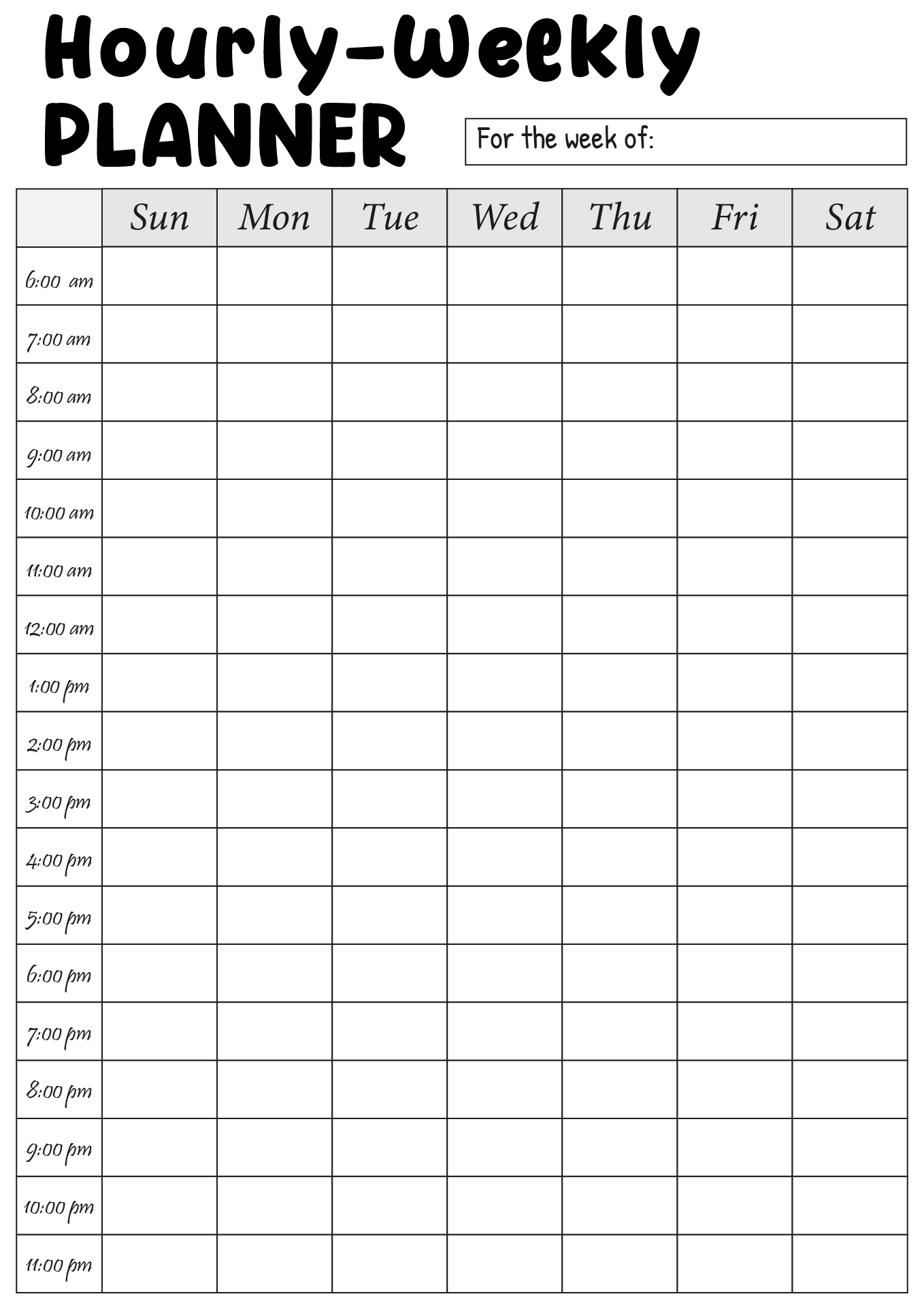 Hourly Planner 10 Free PDF Printables Printablee
