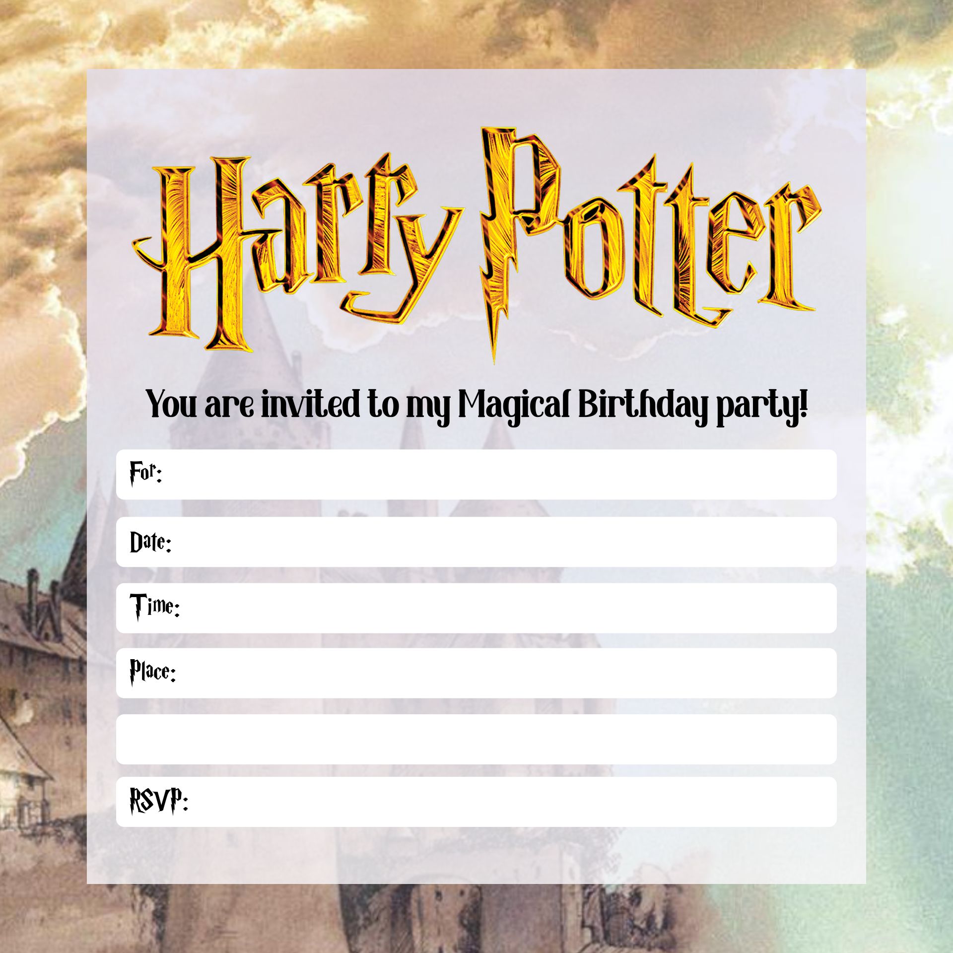 Harry Potter Birthday Invitation Template