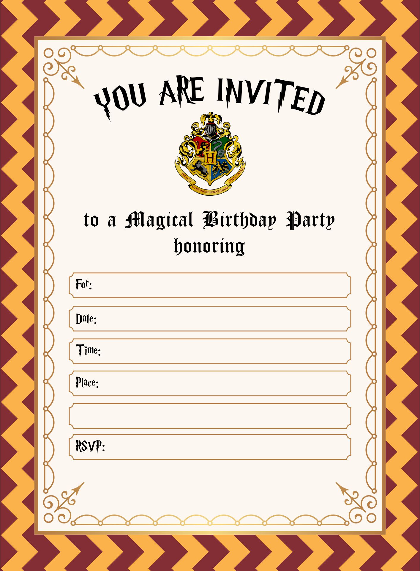 Harry Potter Printable Birthday Invitations