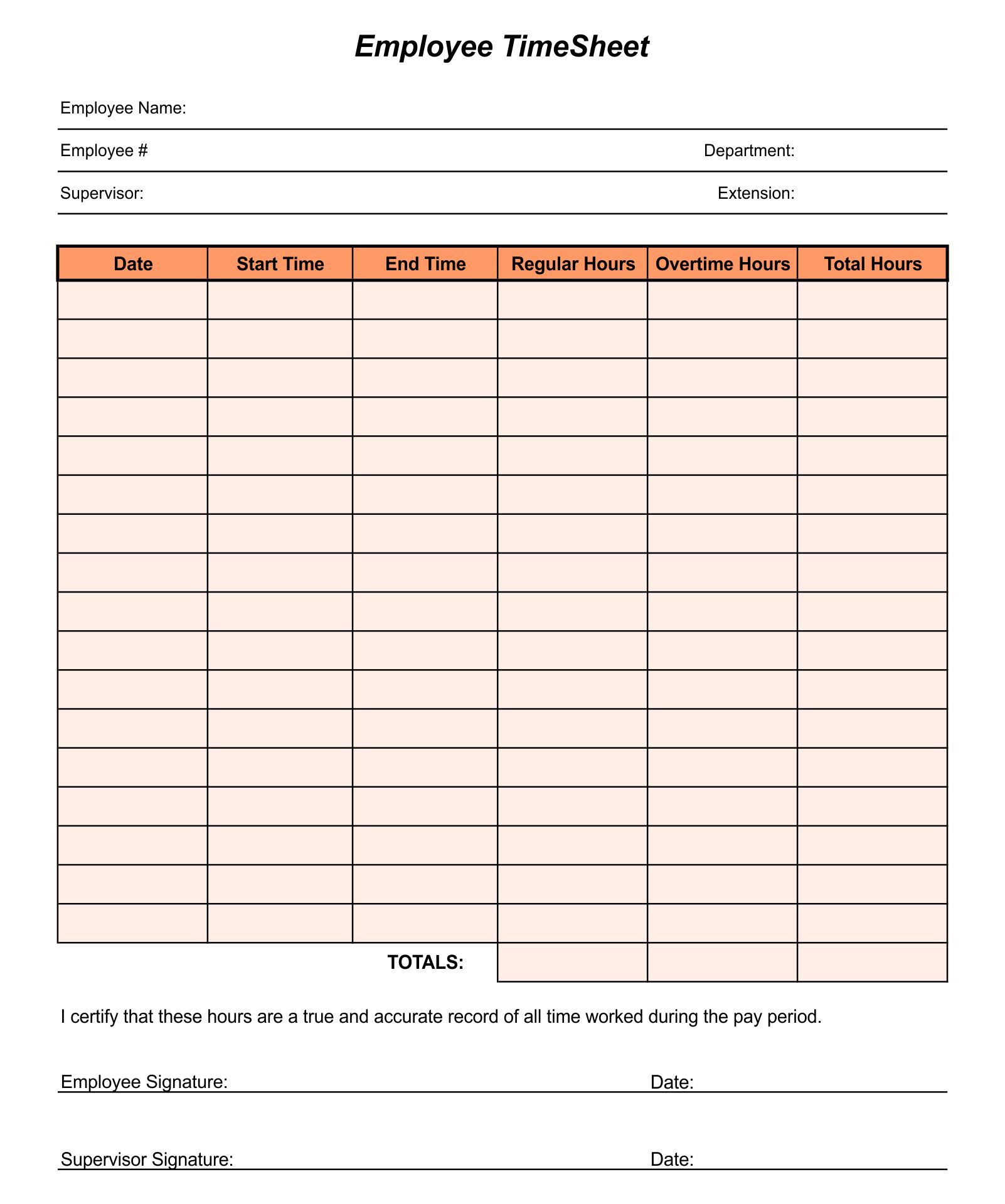 Weekly Time Sheet Printable