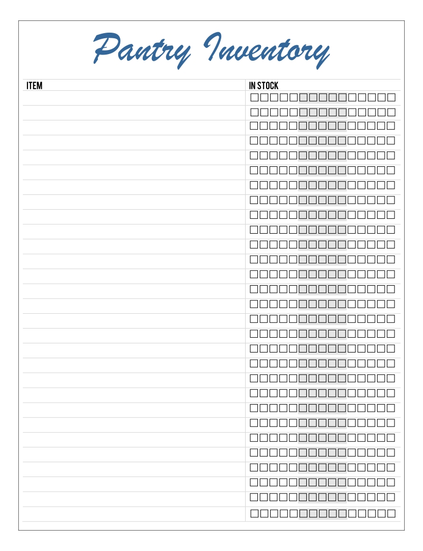 Refrigerator Inventory Printable