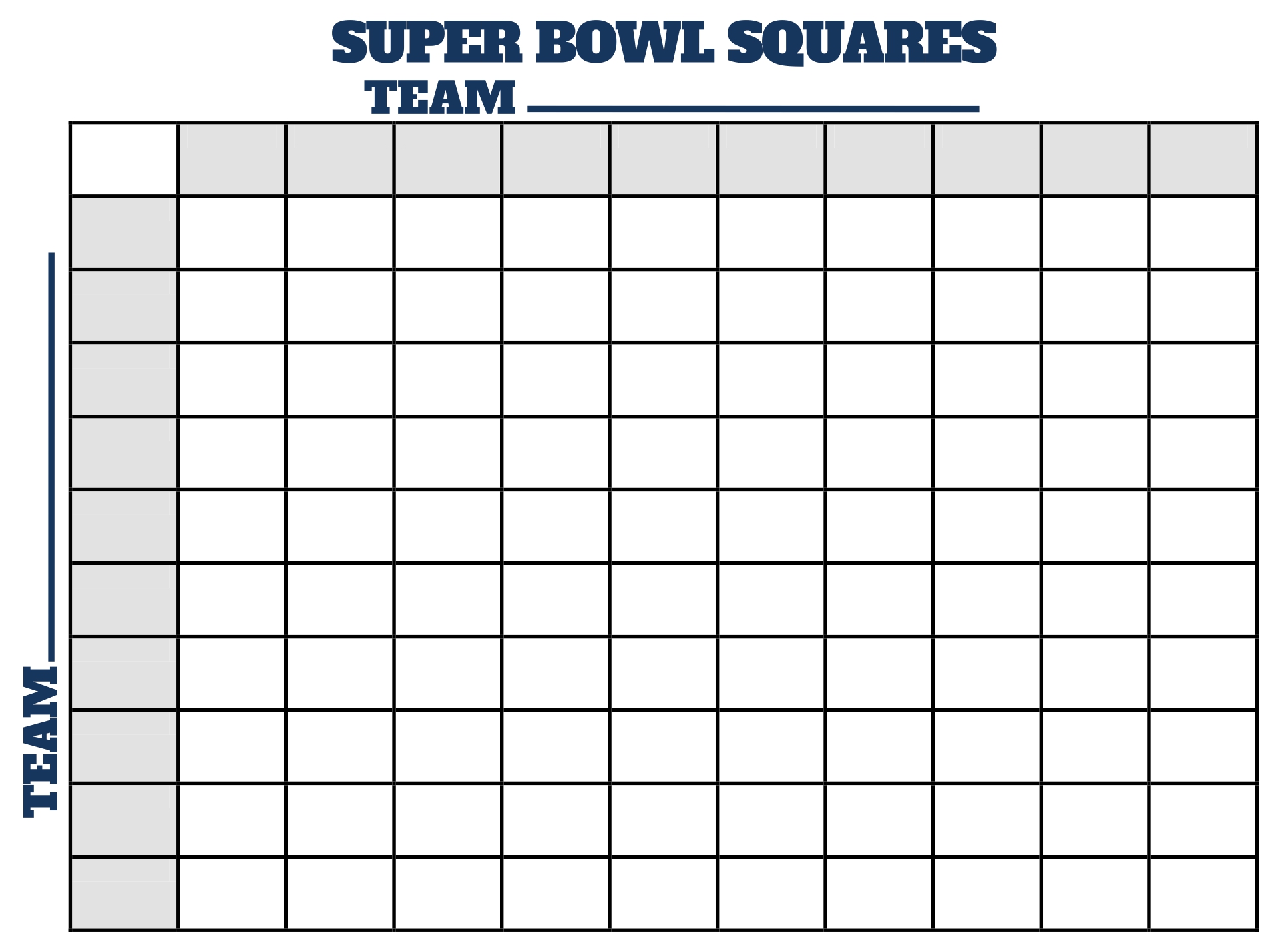 Printable Football Squares Template