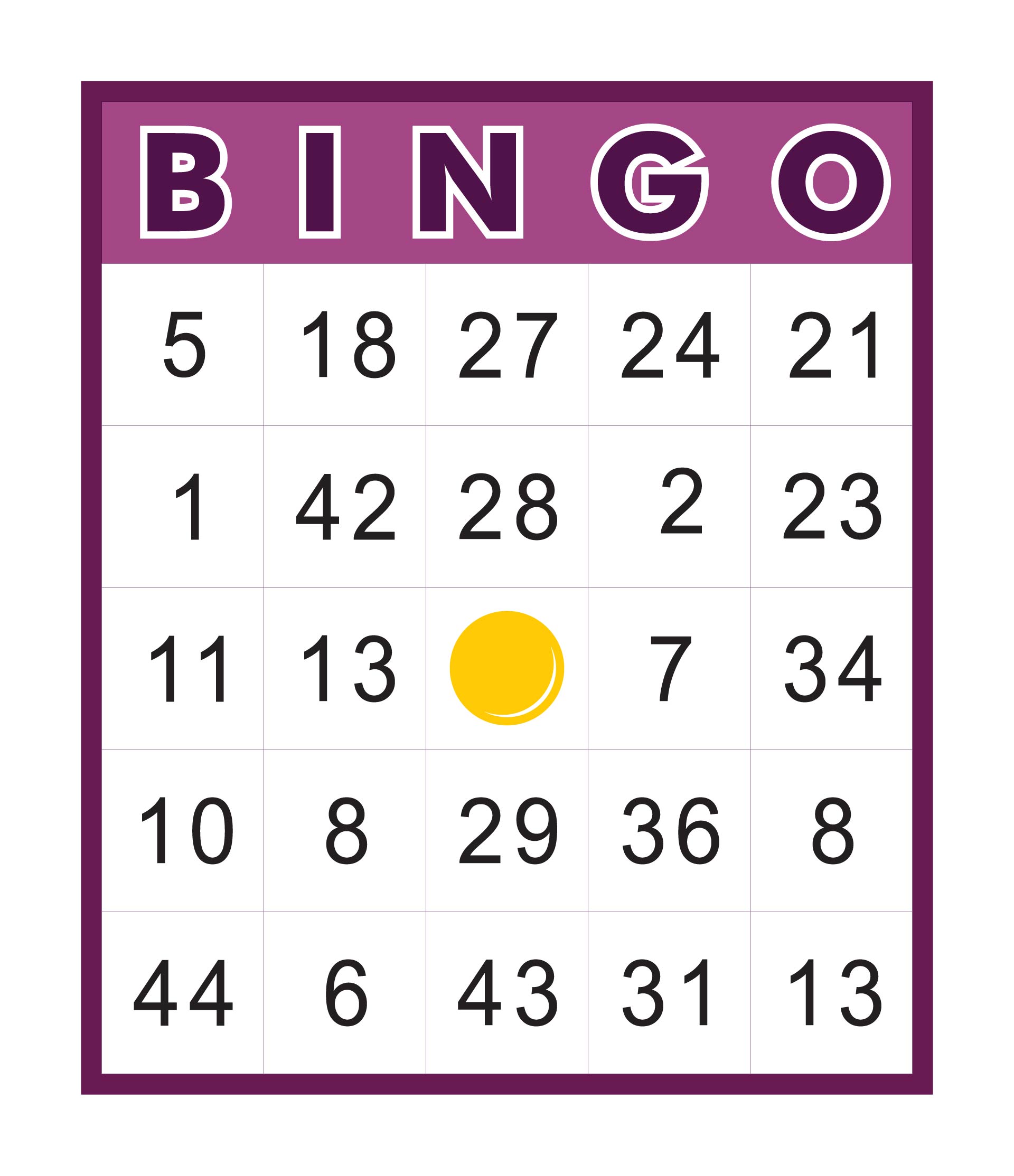 Bingo Card Clip Art