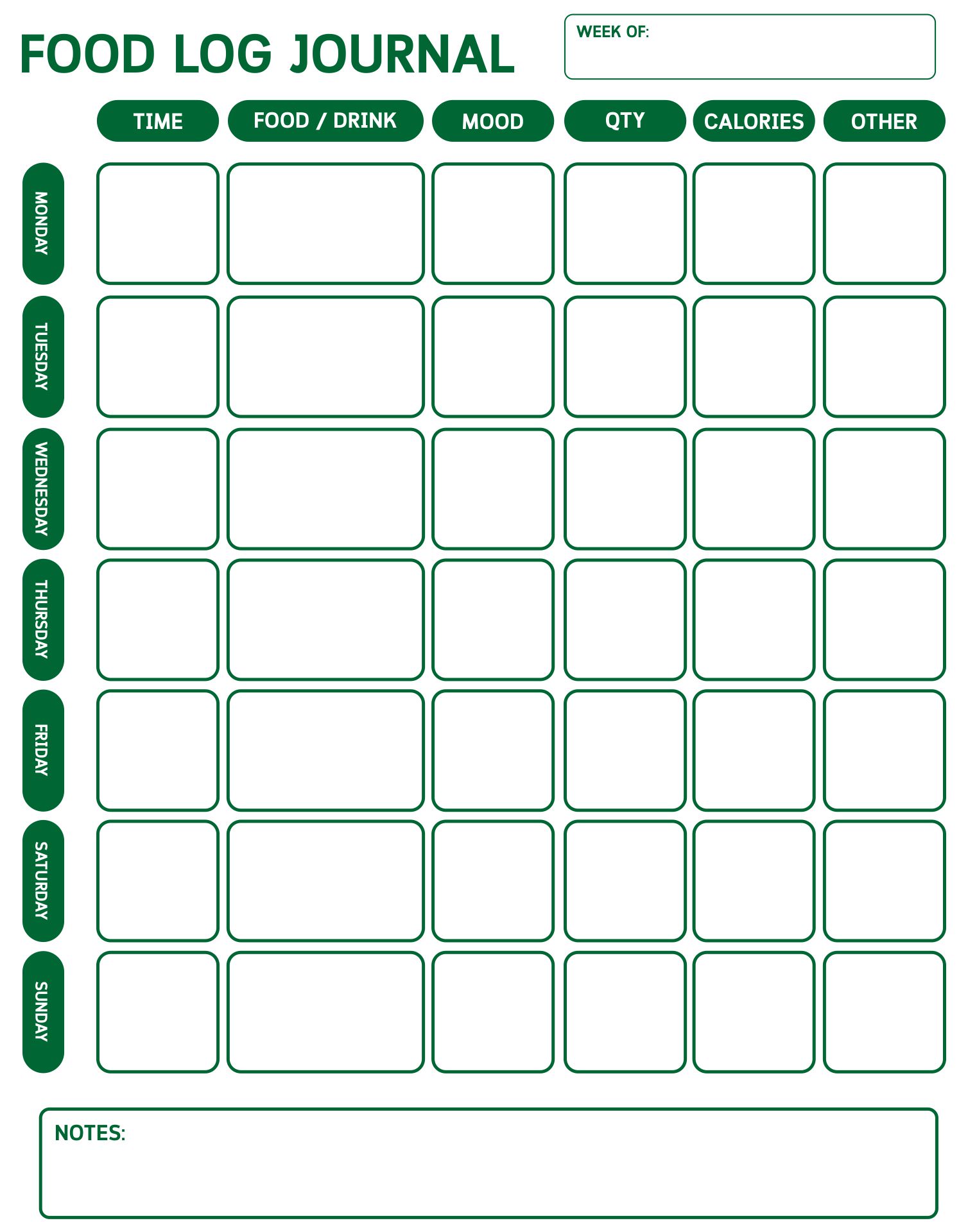 10 Best Printable 7 Day Food Journal Printablee