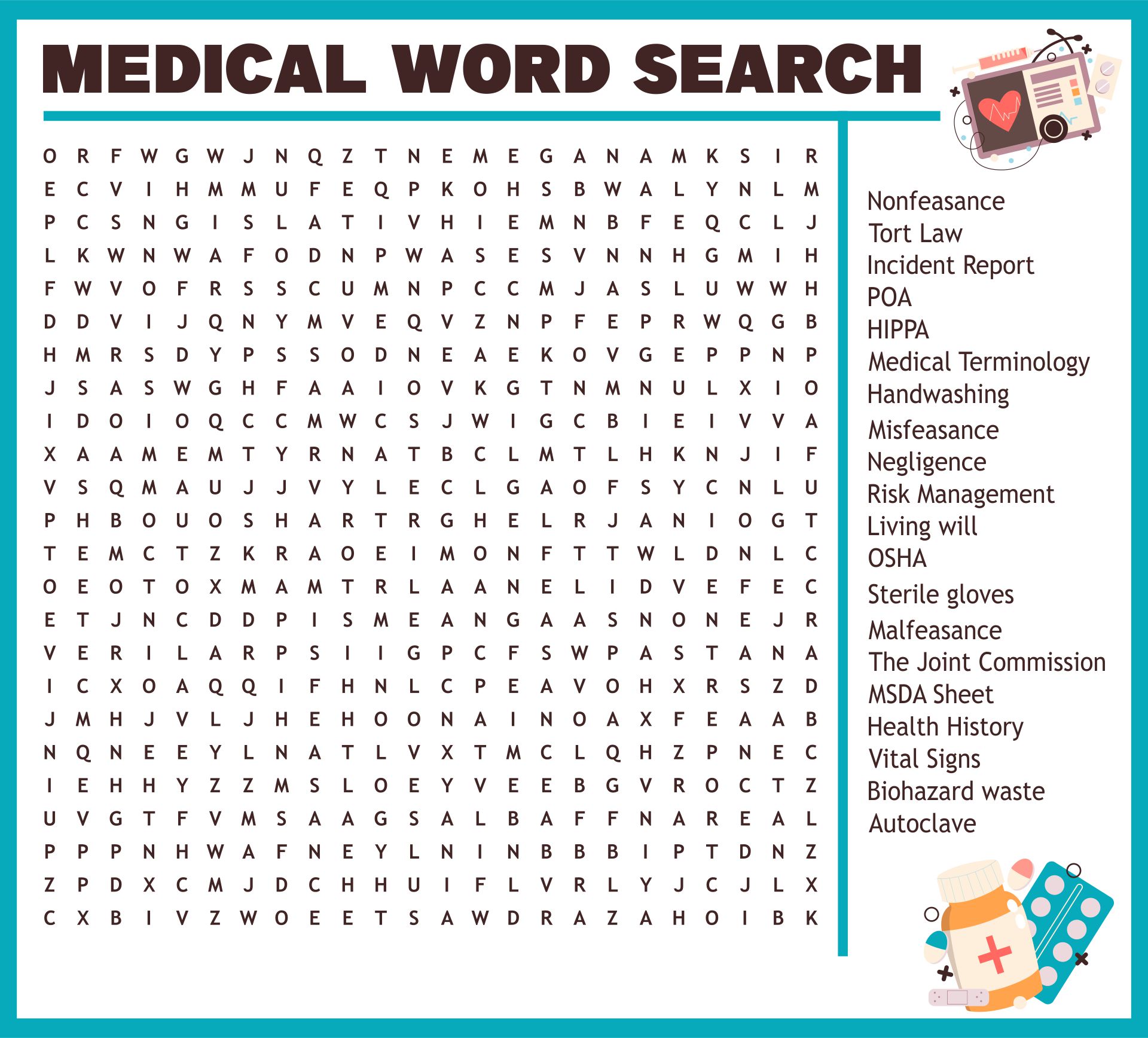 Printable Medical Word Search Puzzles