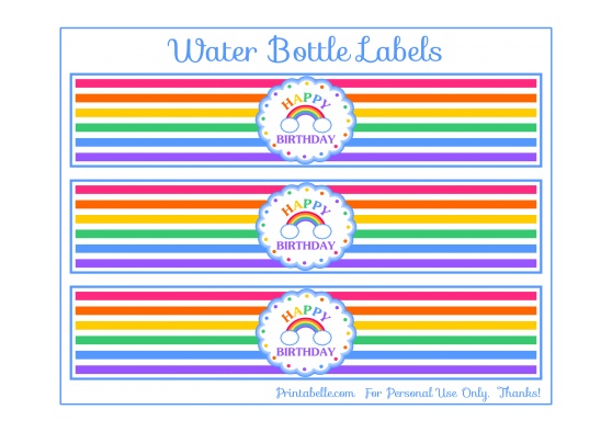 Printable Rainbow Water Bottle Labels