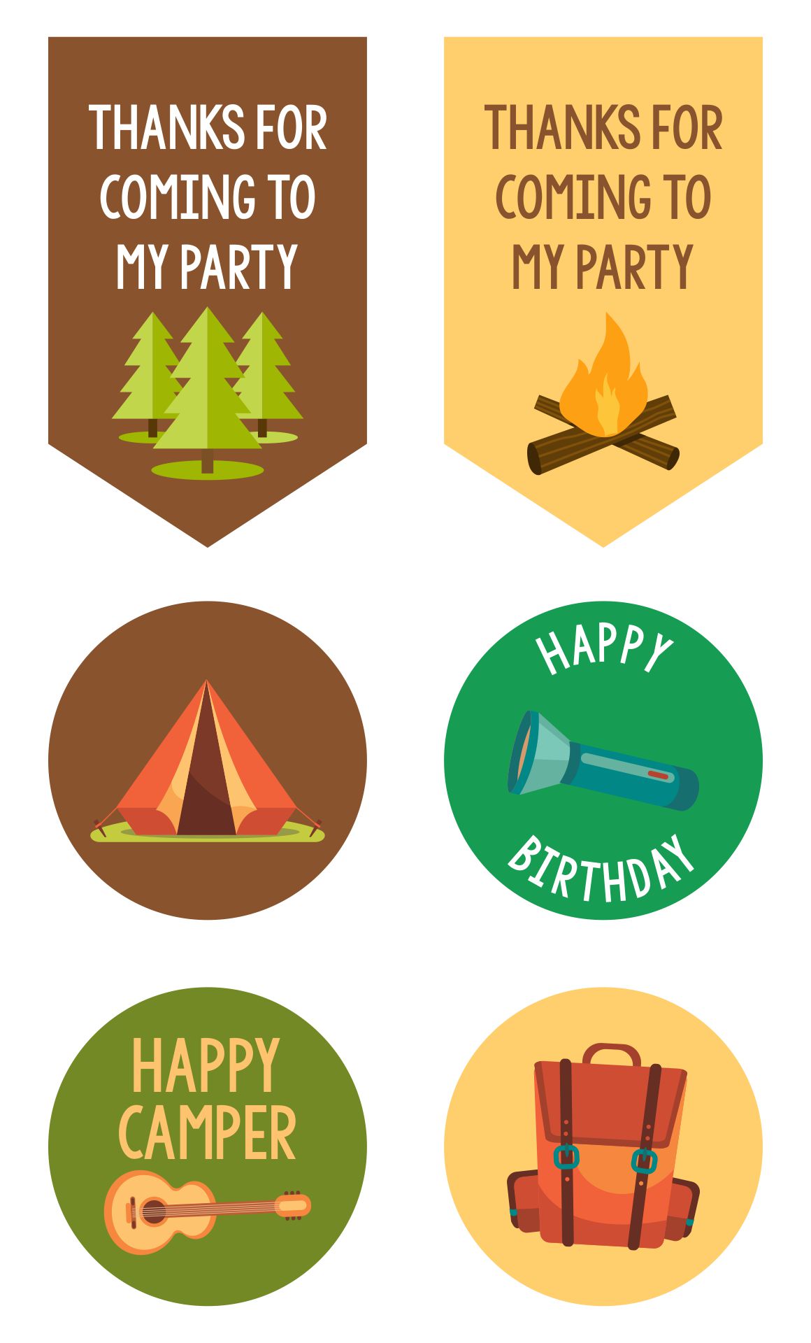 Printable Tags for Camping Party Favors
