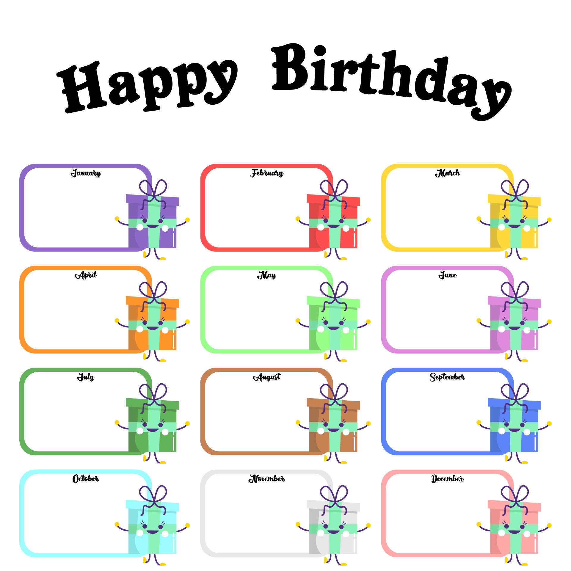 Happy Birthday Classroom Chart