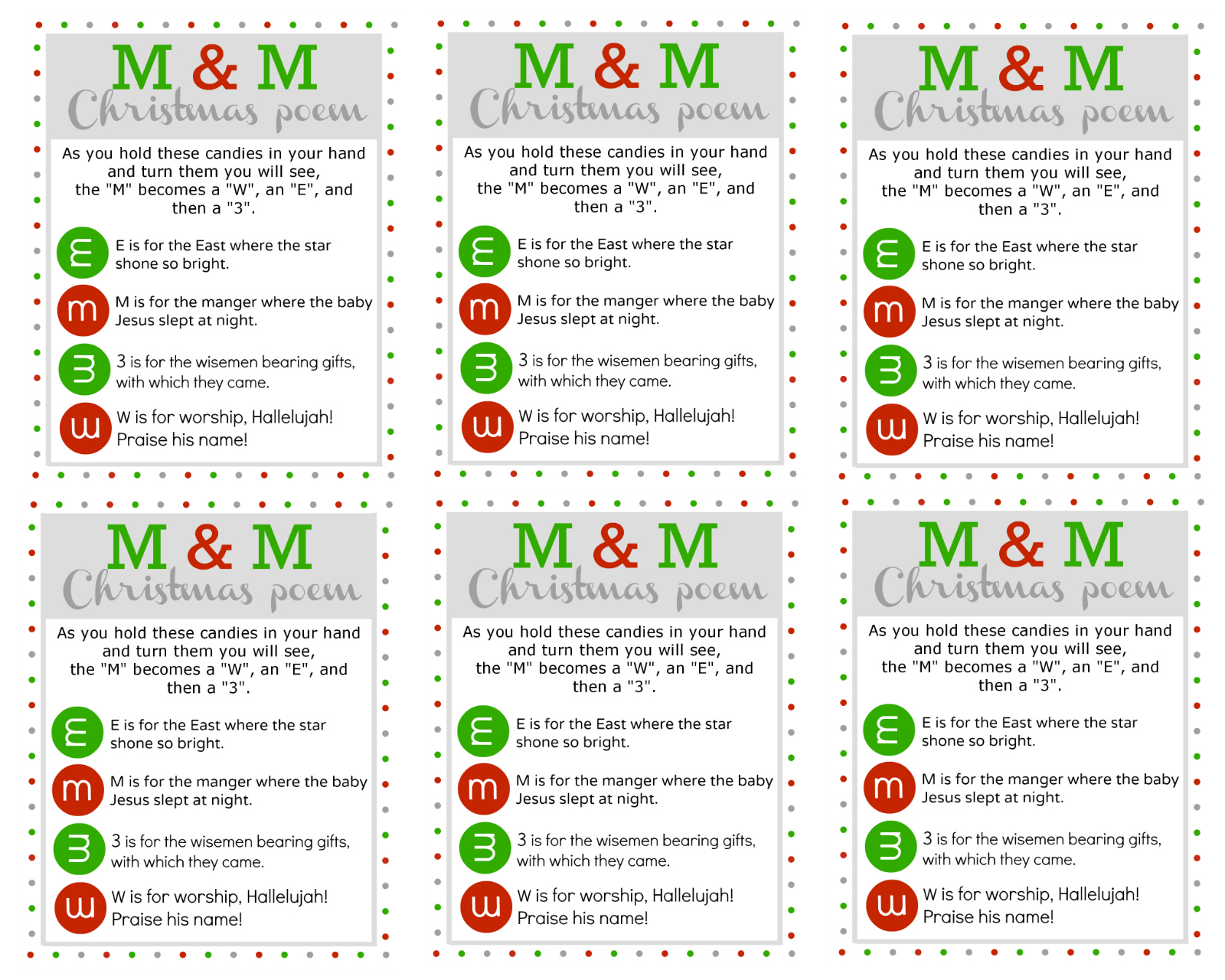 M M Christmas Poem Printable