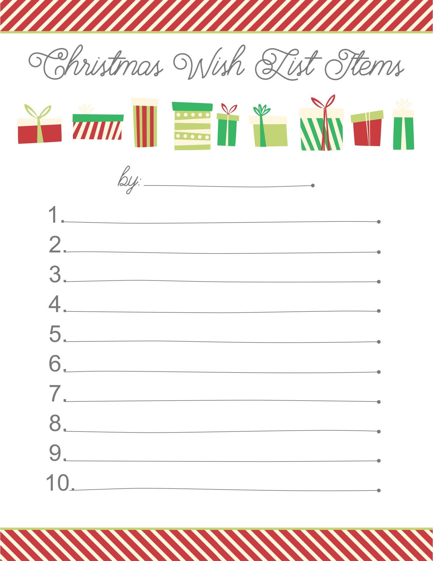 Printable Christmas Wish List Template