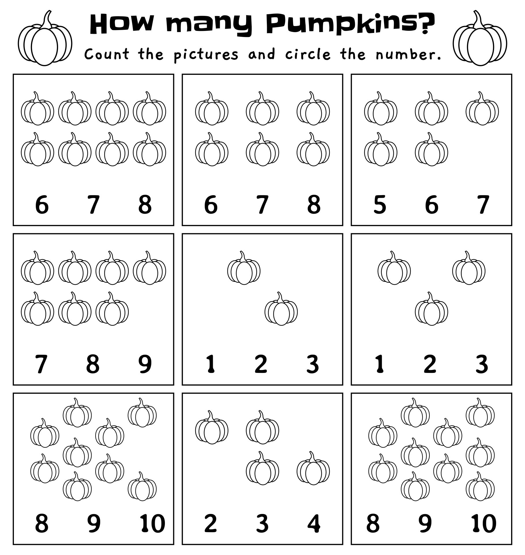 Pumpkin Fall Preschool Worksheets Printables